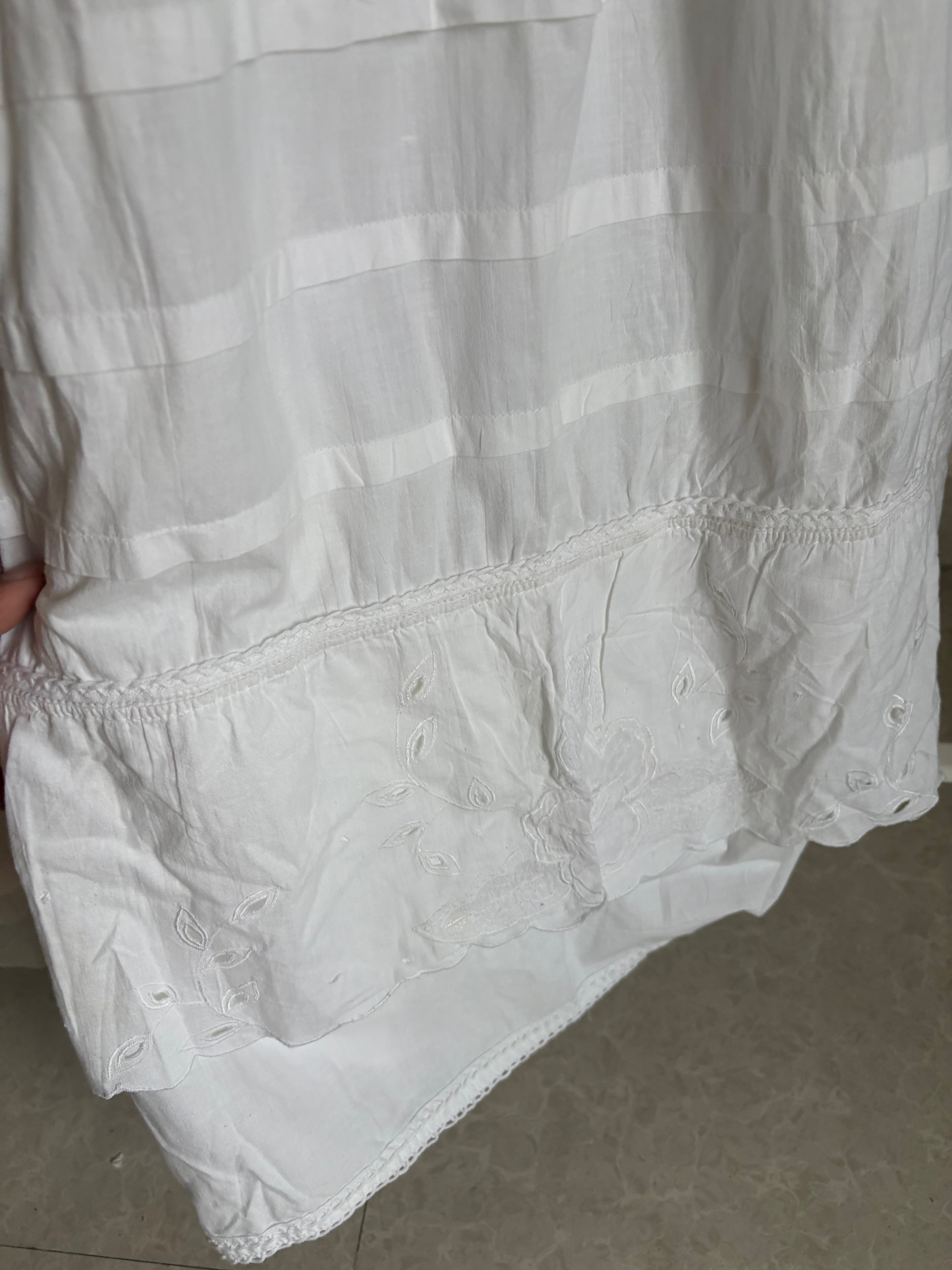 COTTON EMBROIDERED PINAFORE DRESS M/L