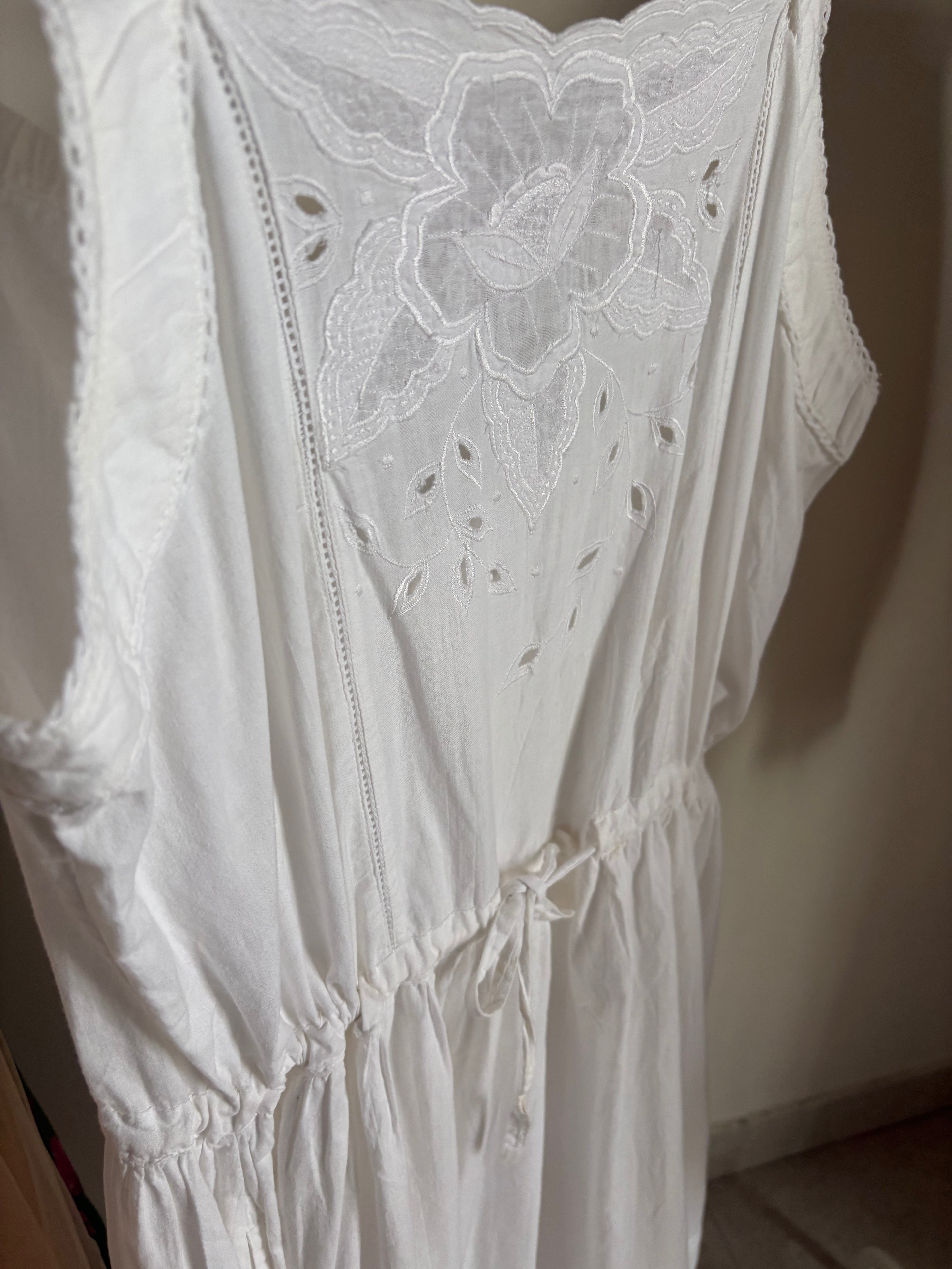 COTTON EMBROIDERED PINAFORE DRESS M/L