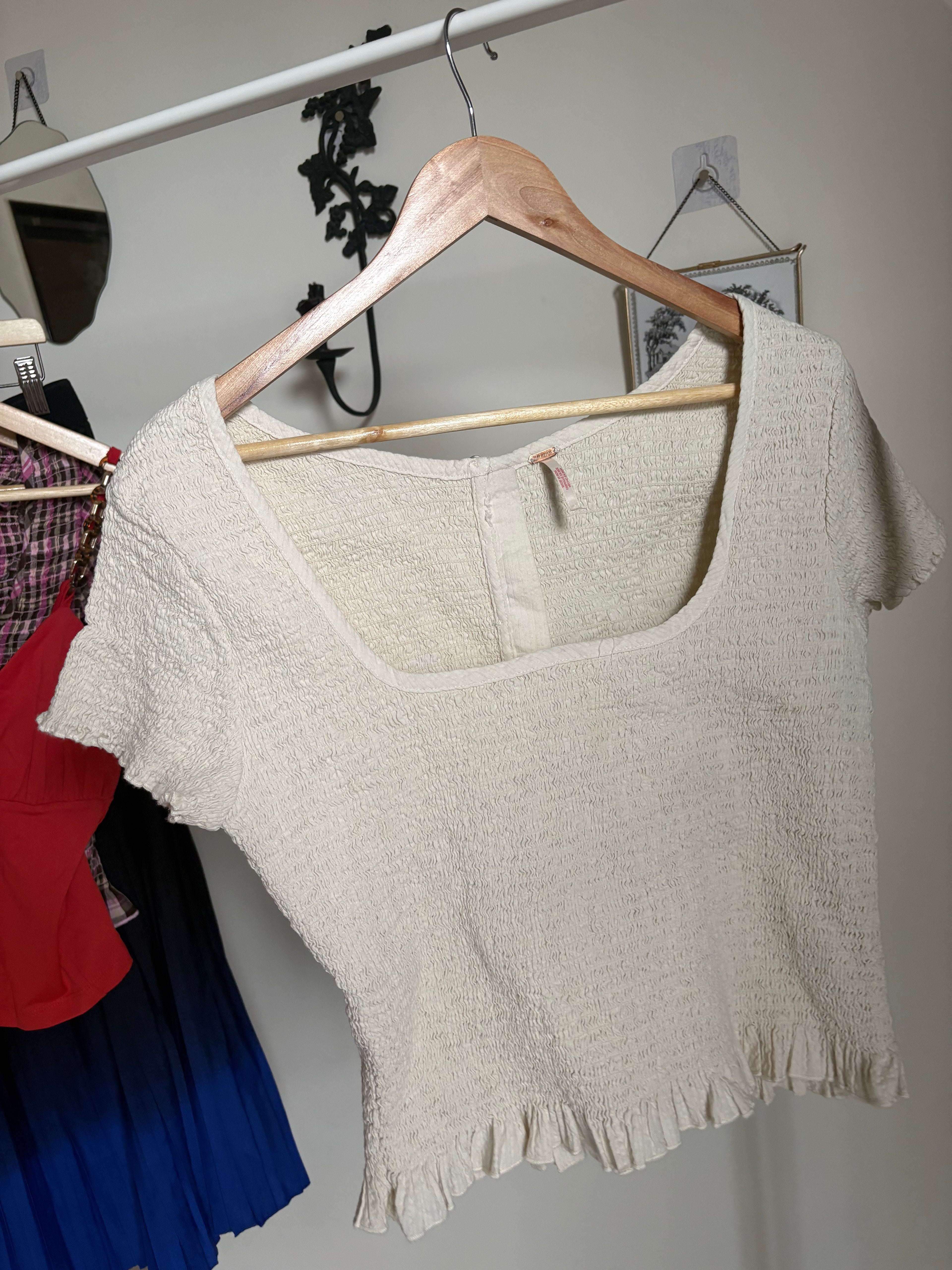 FREE PEOPLE Braveheart OFF WHITE TOP L