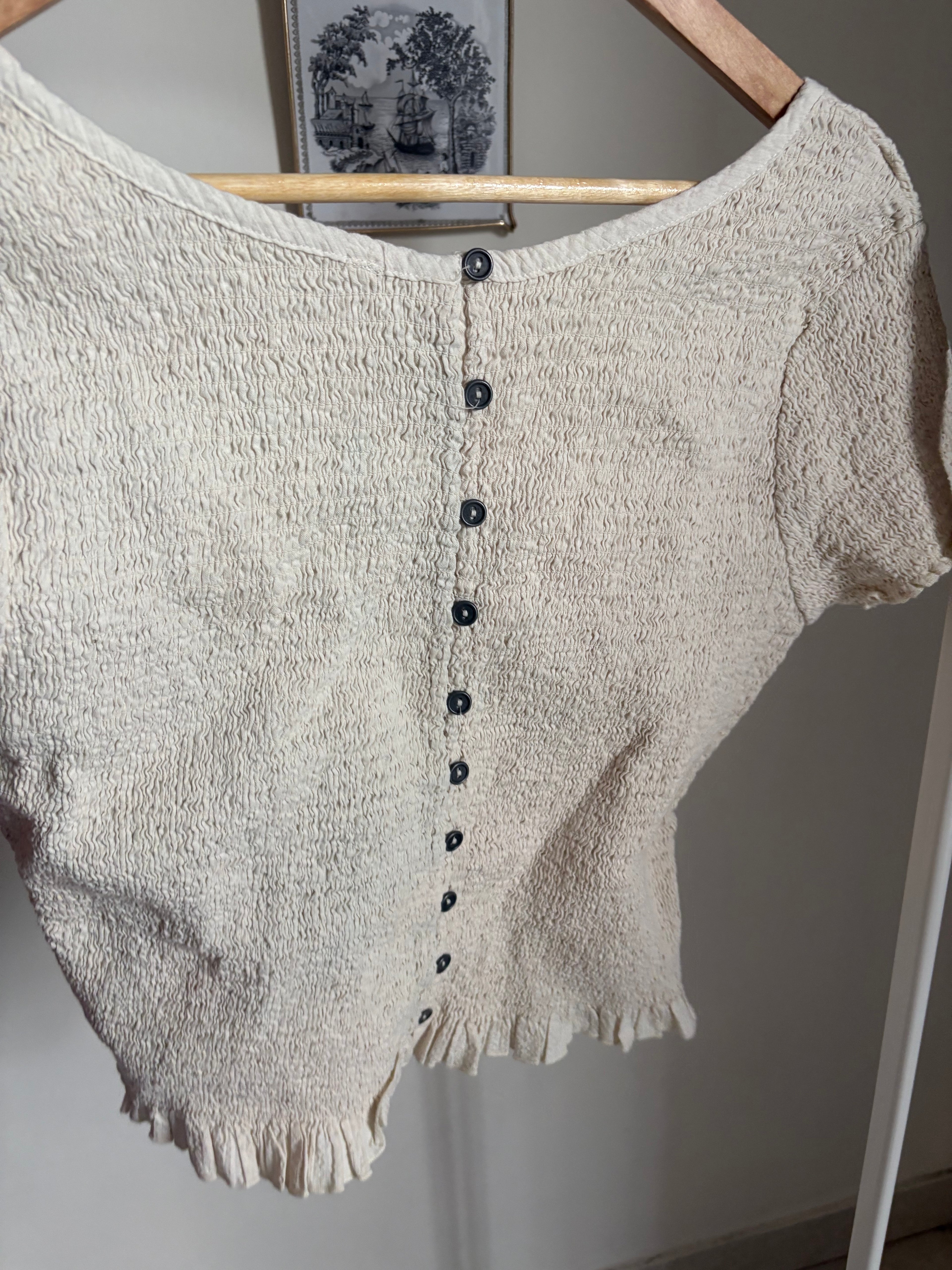 FREE PEOPLE Braveheart OFF WHITE TOP L