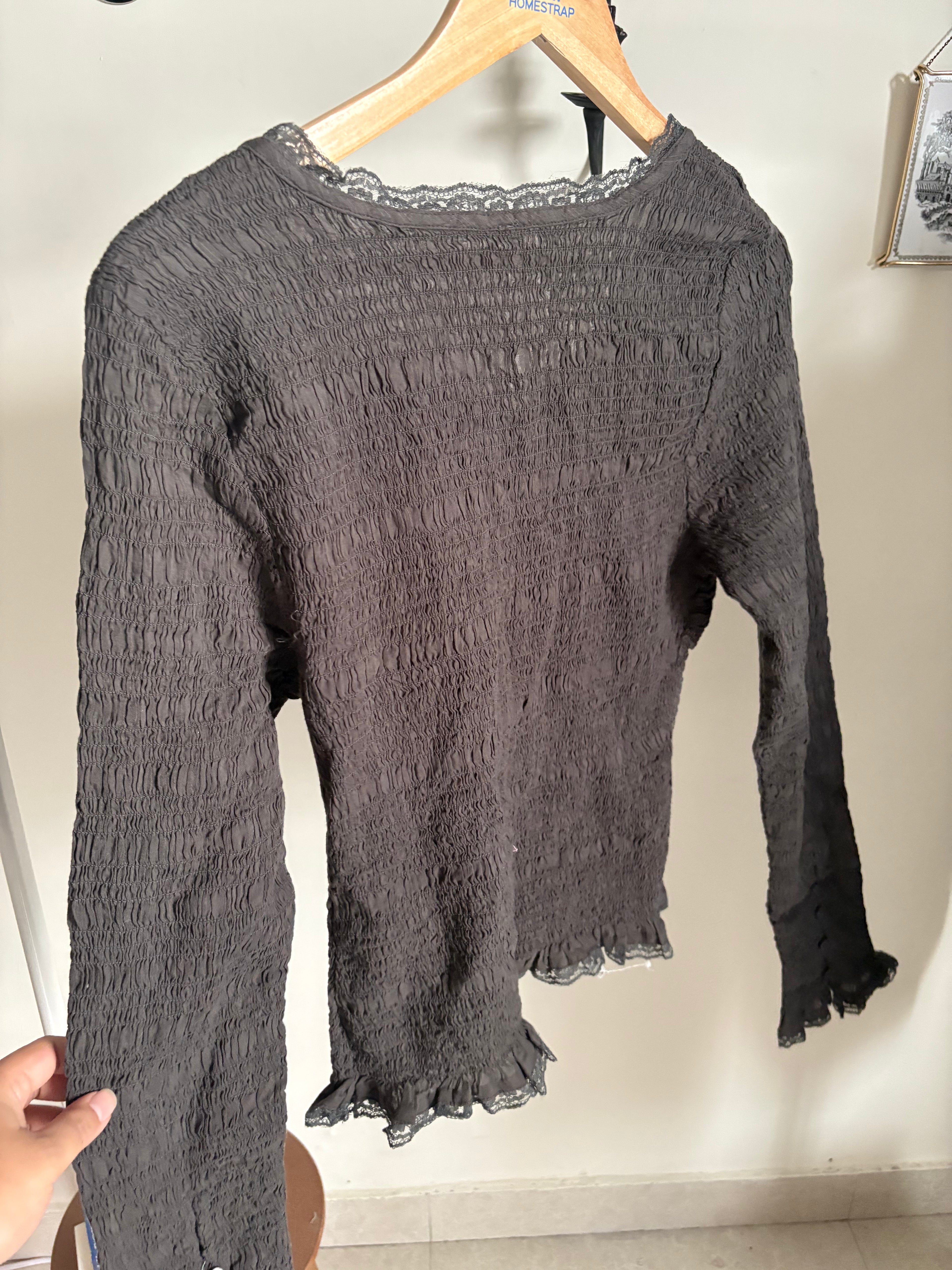 FREE PEOPLE Elliot Smocked Solid Top WASHED BLACK XL