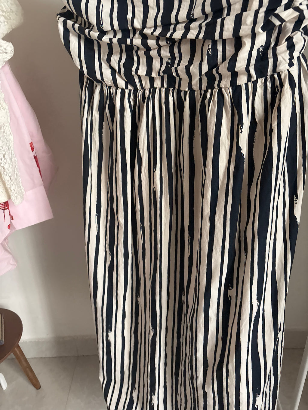 River Island Black Stripe Pleated Bodice Midi Dress UK18