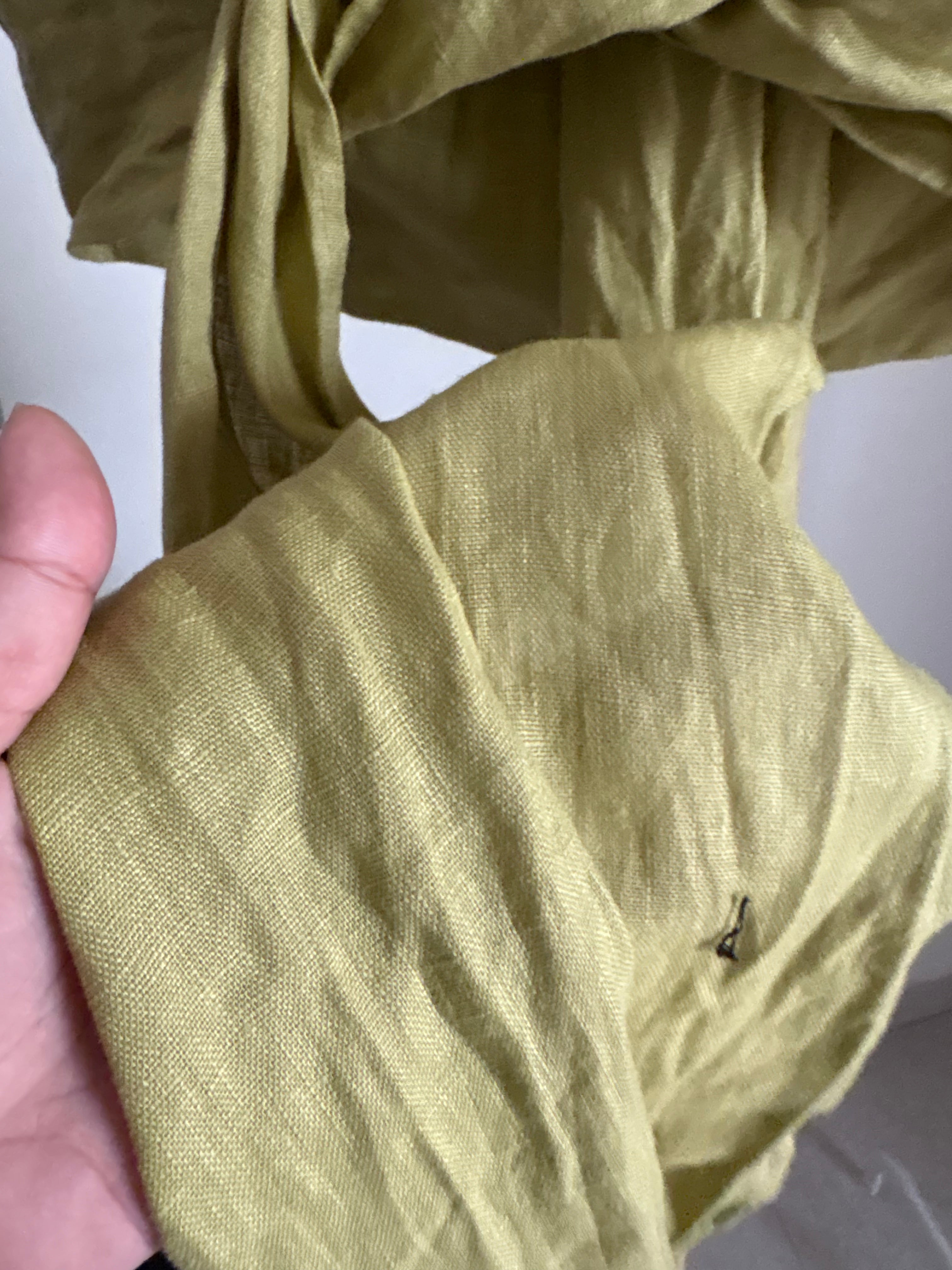 GREEN TIE LINEN TUBE TOP S