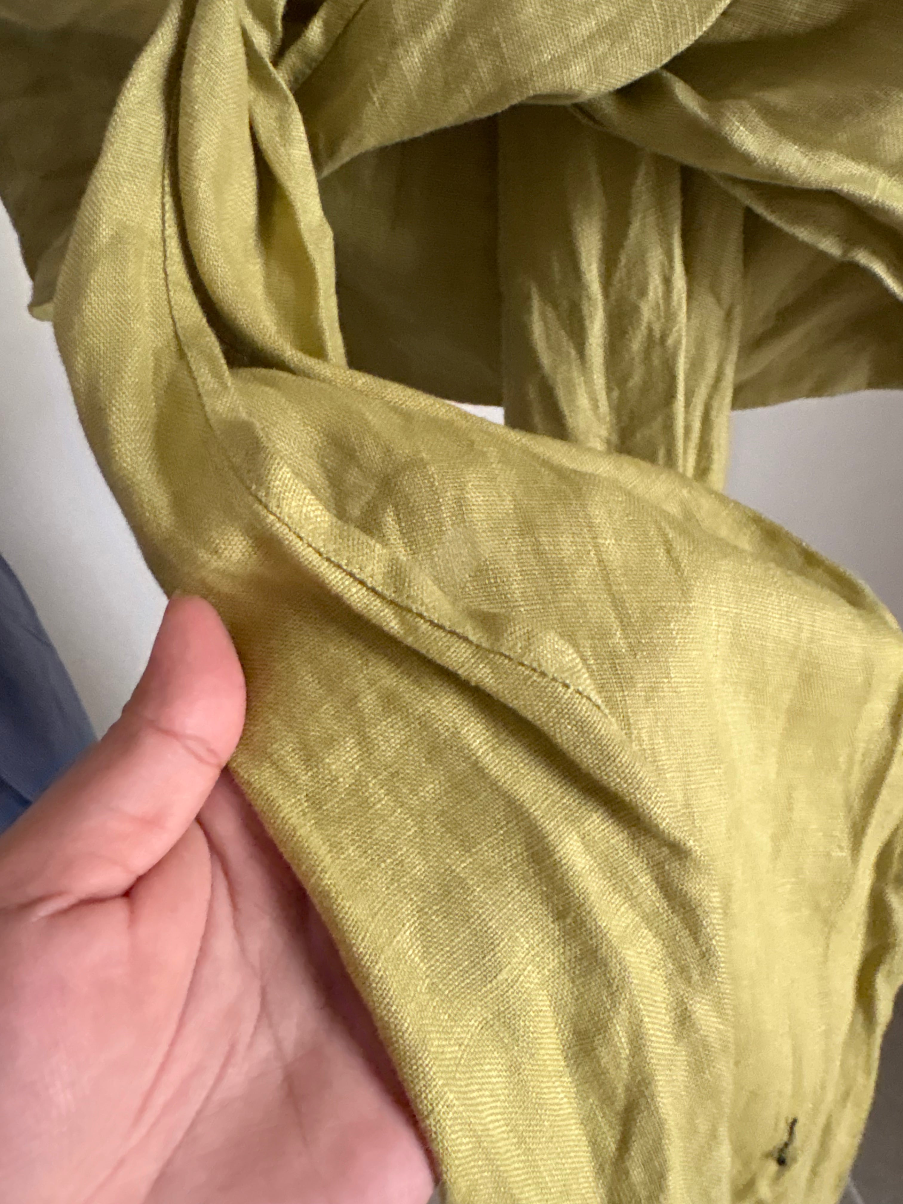 GREEN TIE LINEN TUBE TOP S
