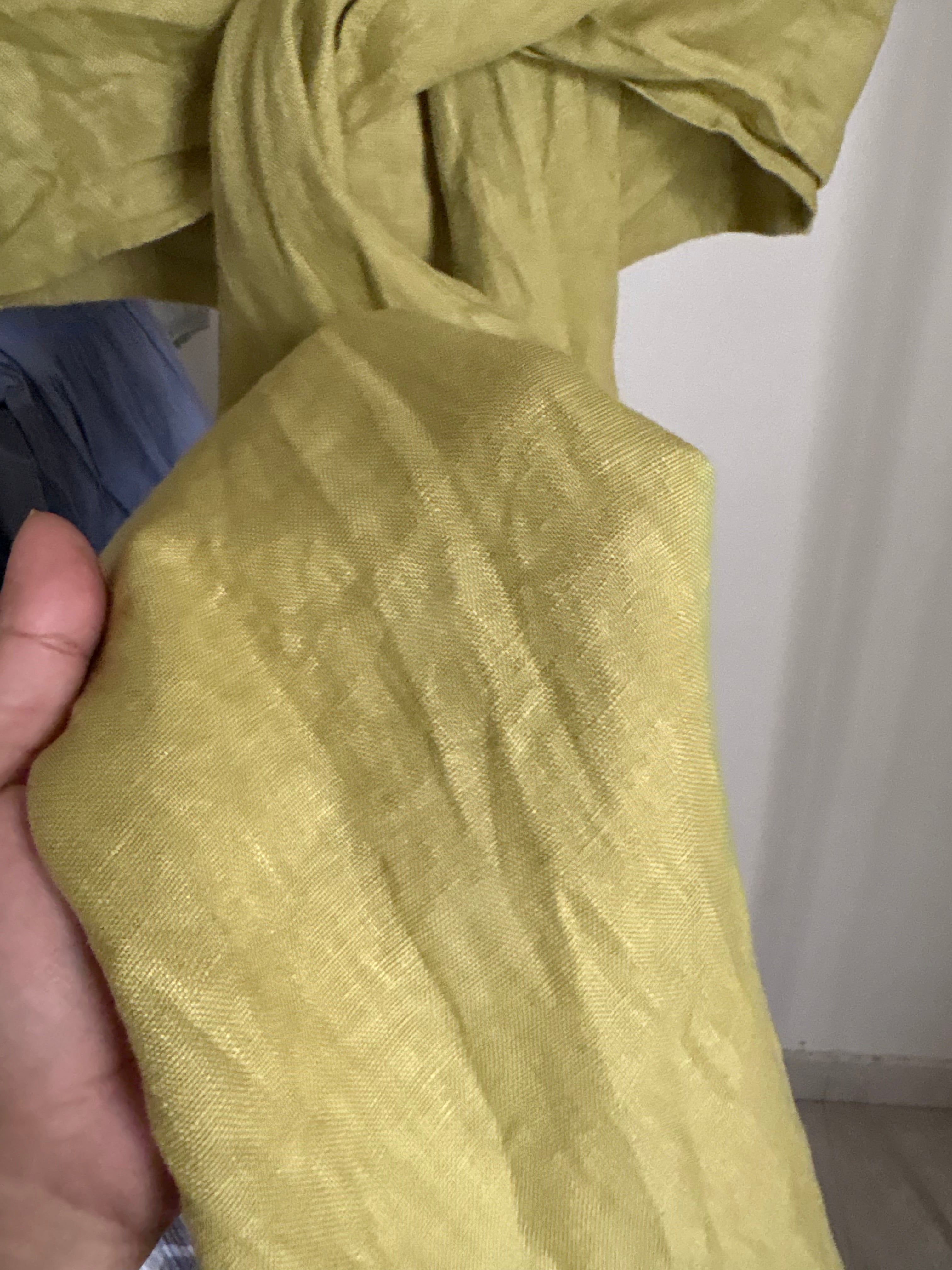 GREEN TIE LINEN TUBE TOP S