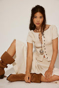FREE PEOPLE Braveheart OFF WHITE TOP L
