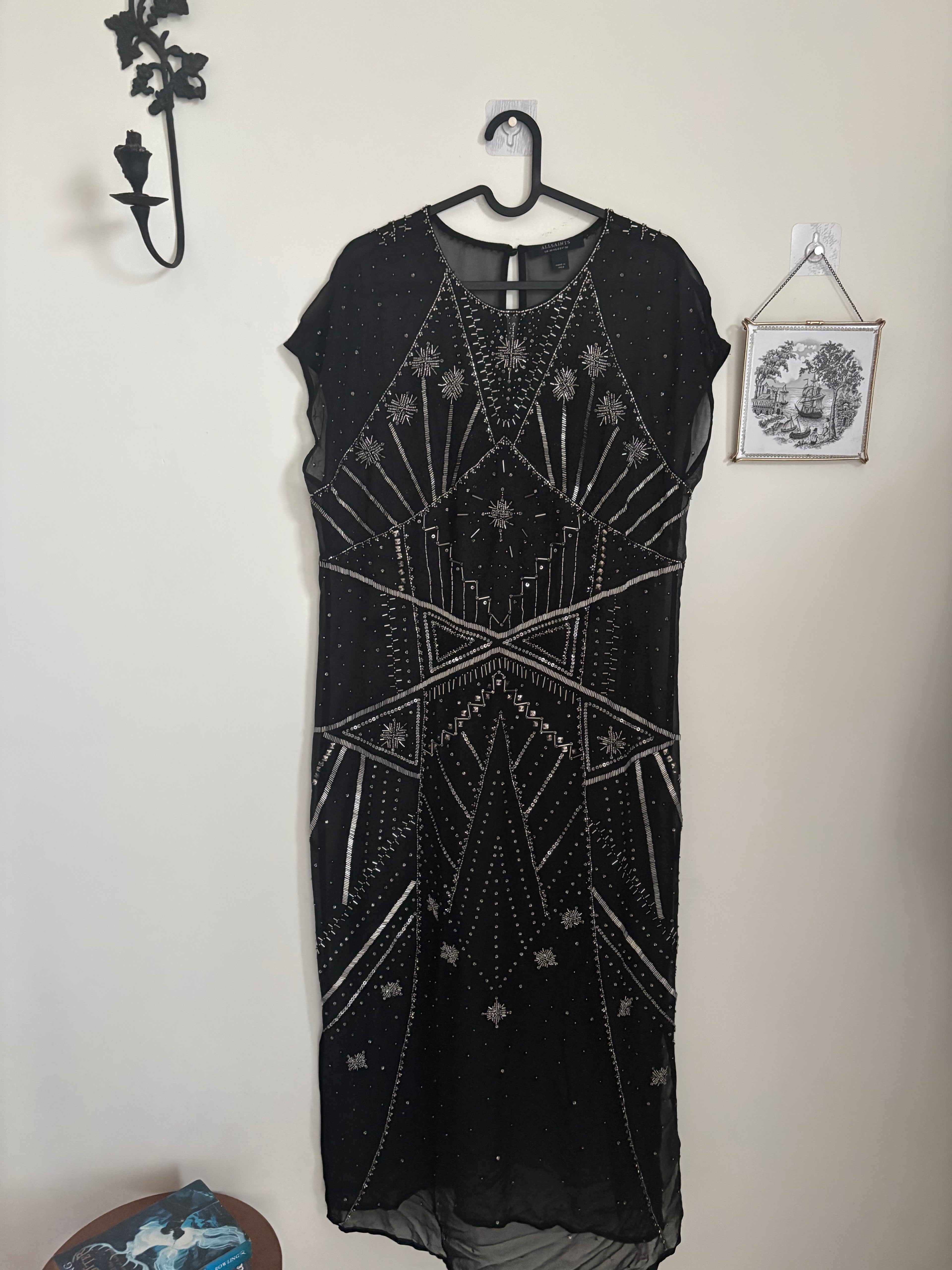 ALL SAINTS ETTA EMBELLISHED MAXI DRESS UK 10