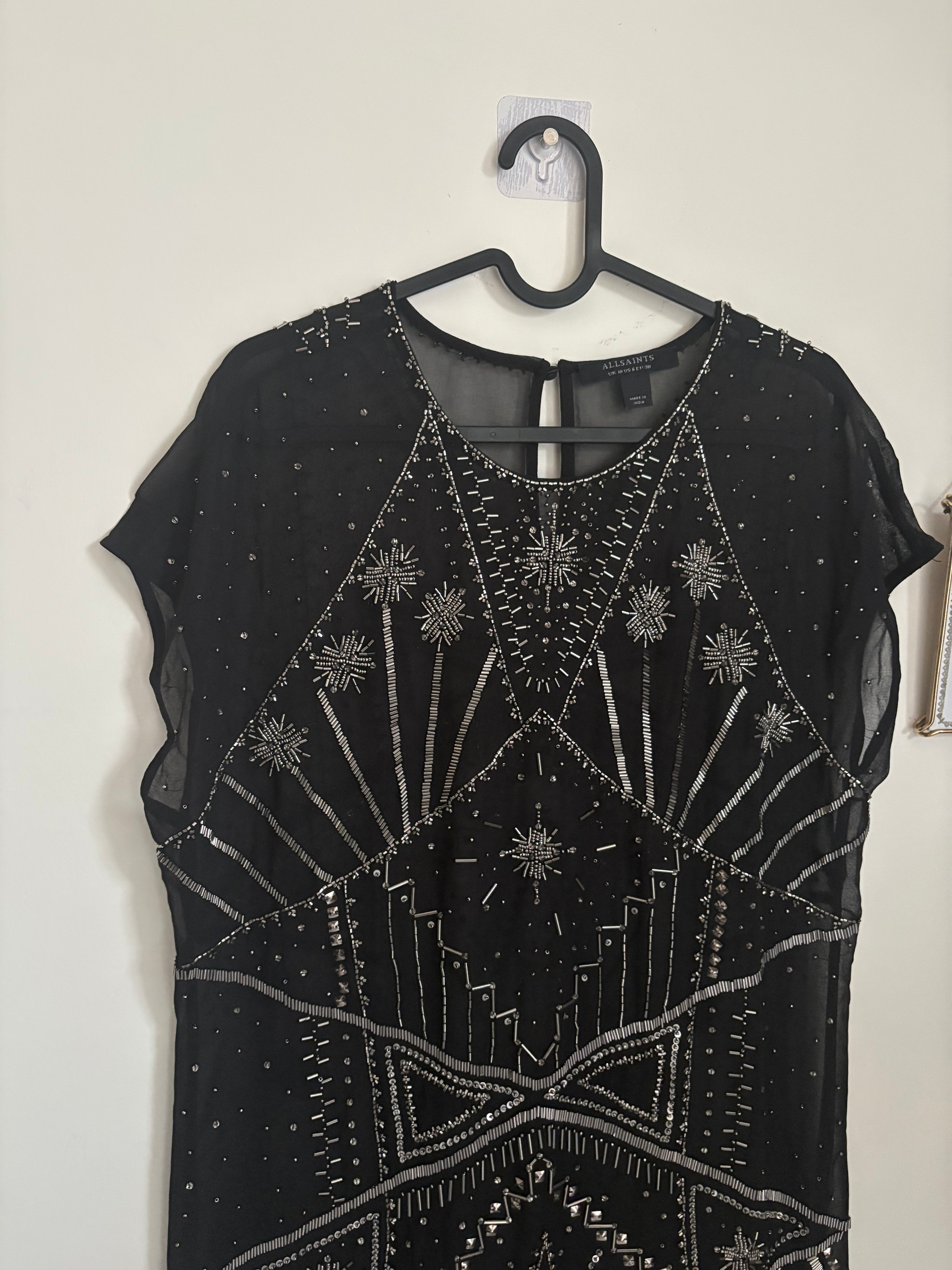 ALL SAINTS ETTA EMBELLISHED MAXI DRESS UK 10