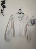 COTTON WHITE DOUBLE COLLAR TOP M