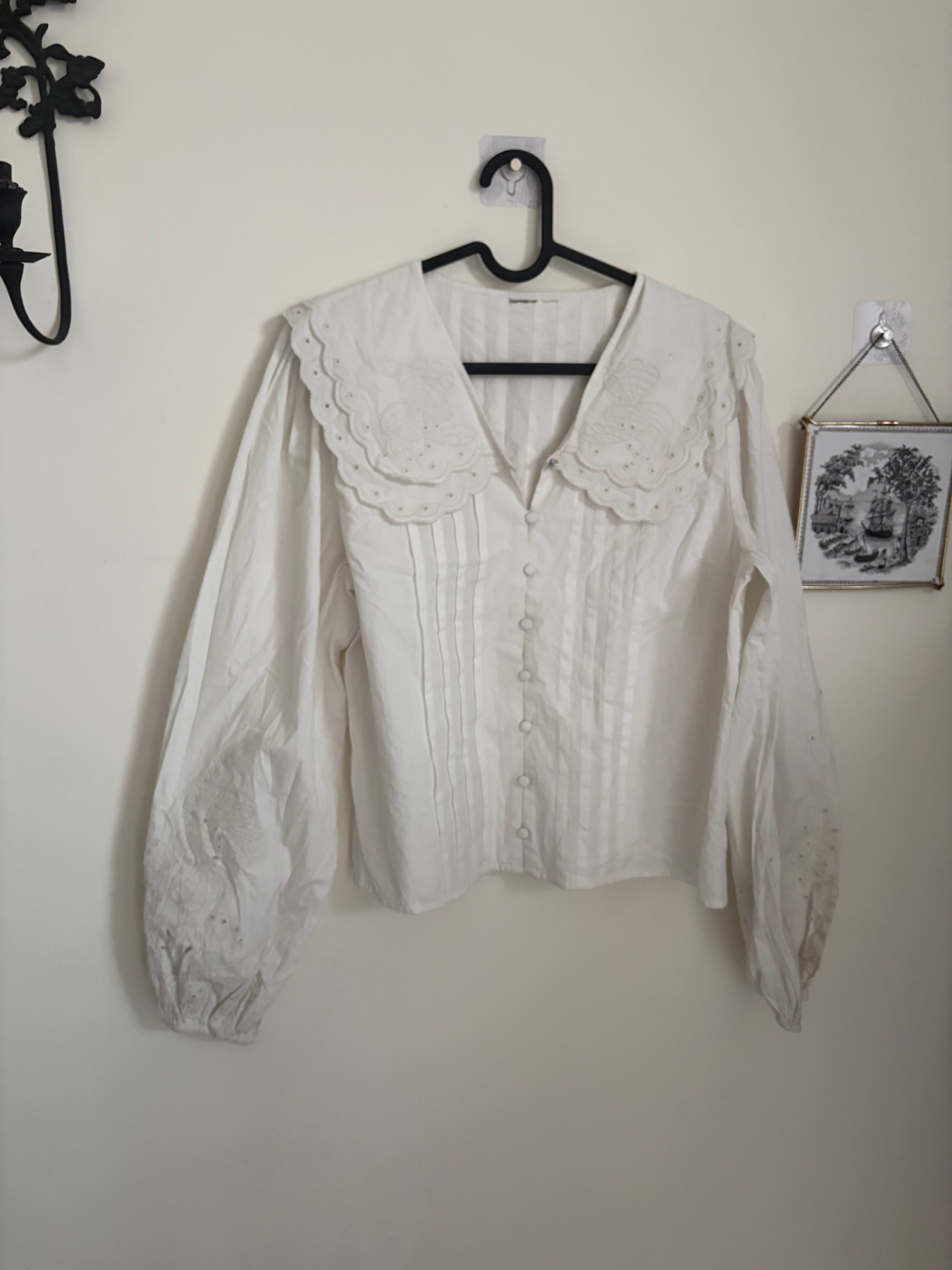 COTTON WHITE DOUBLE COLLAR TOP M