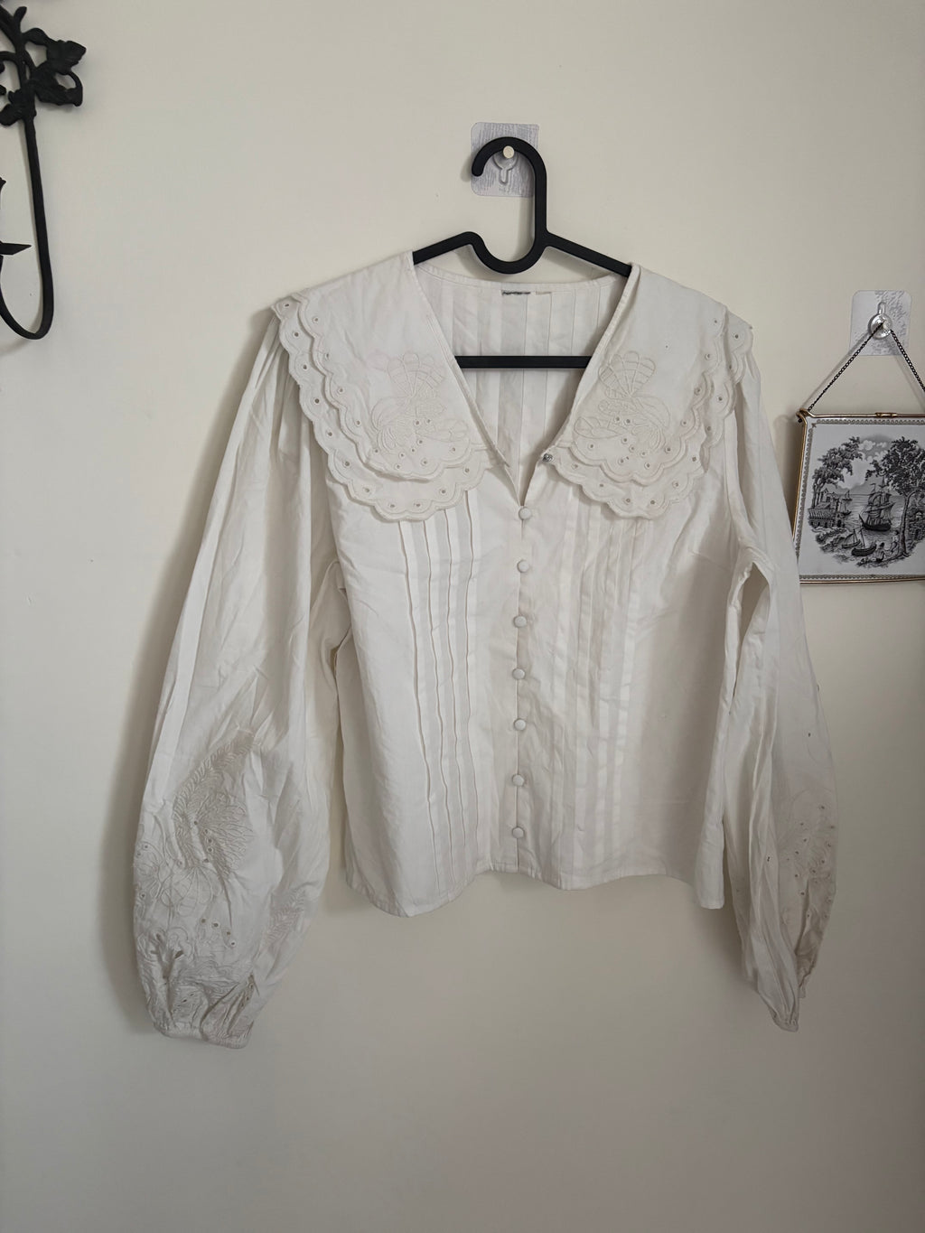 COTTON WHITE DOUBLE COLLAR TOP M