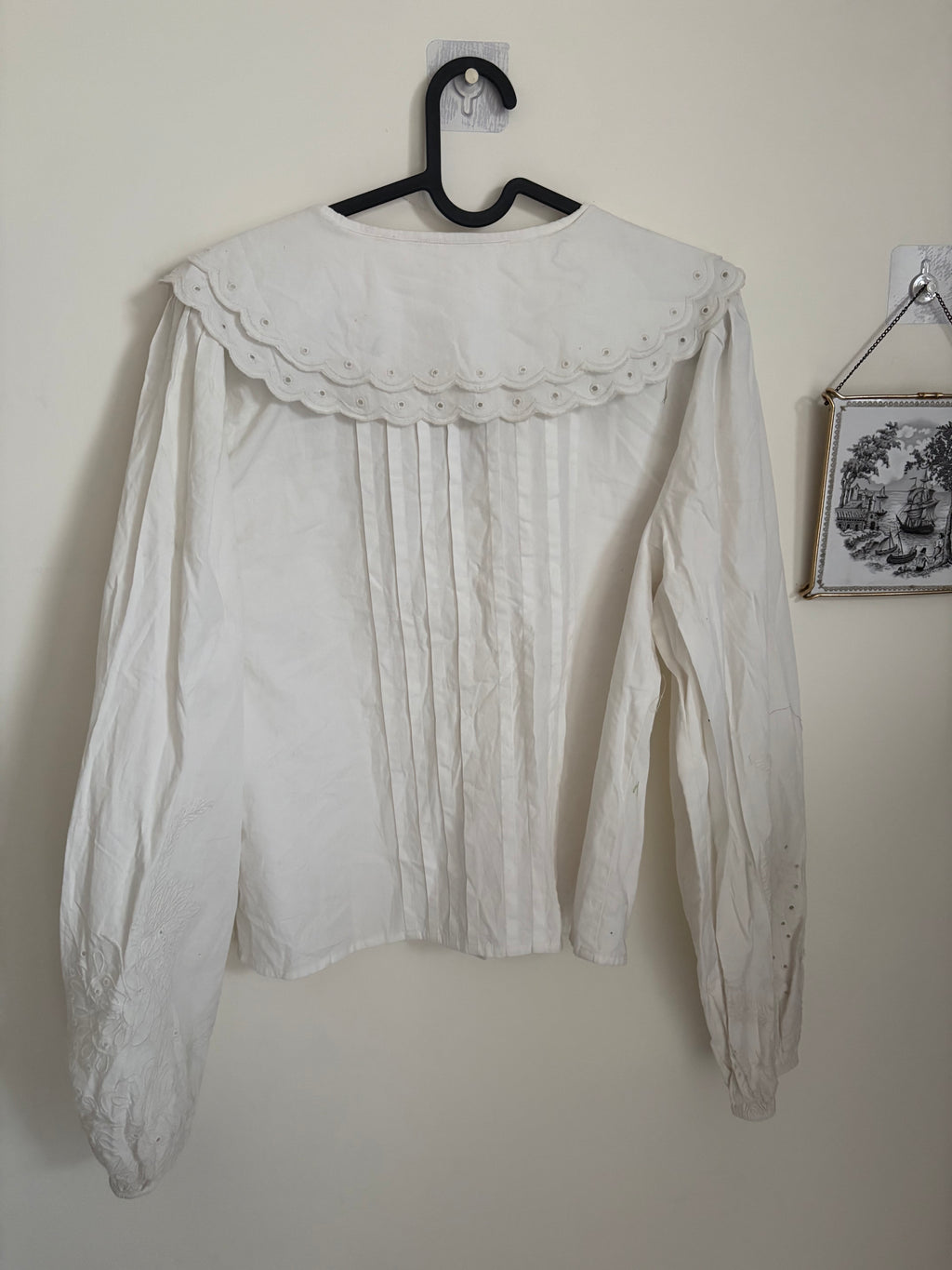 COTTON WHITE DOUBLE COLLAR TOP M