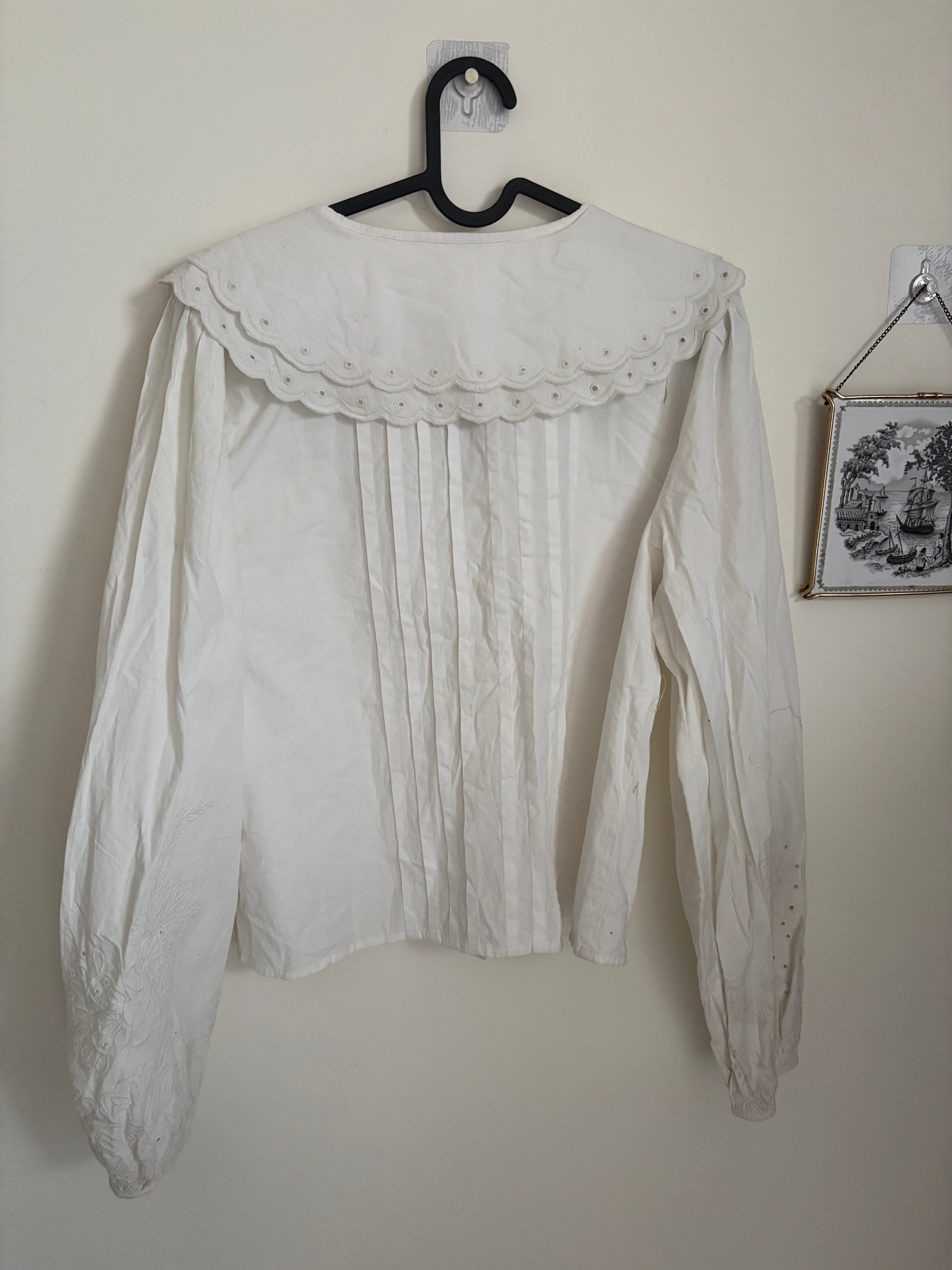 COTTON WHITE DOUBLE COLLAR TOP M