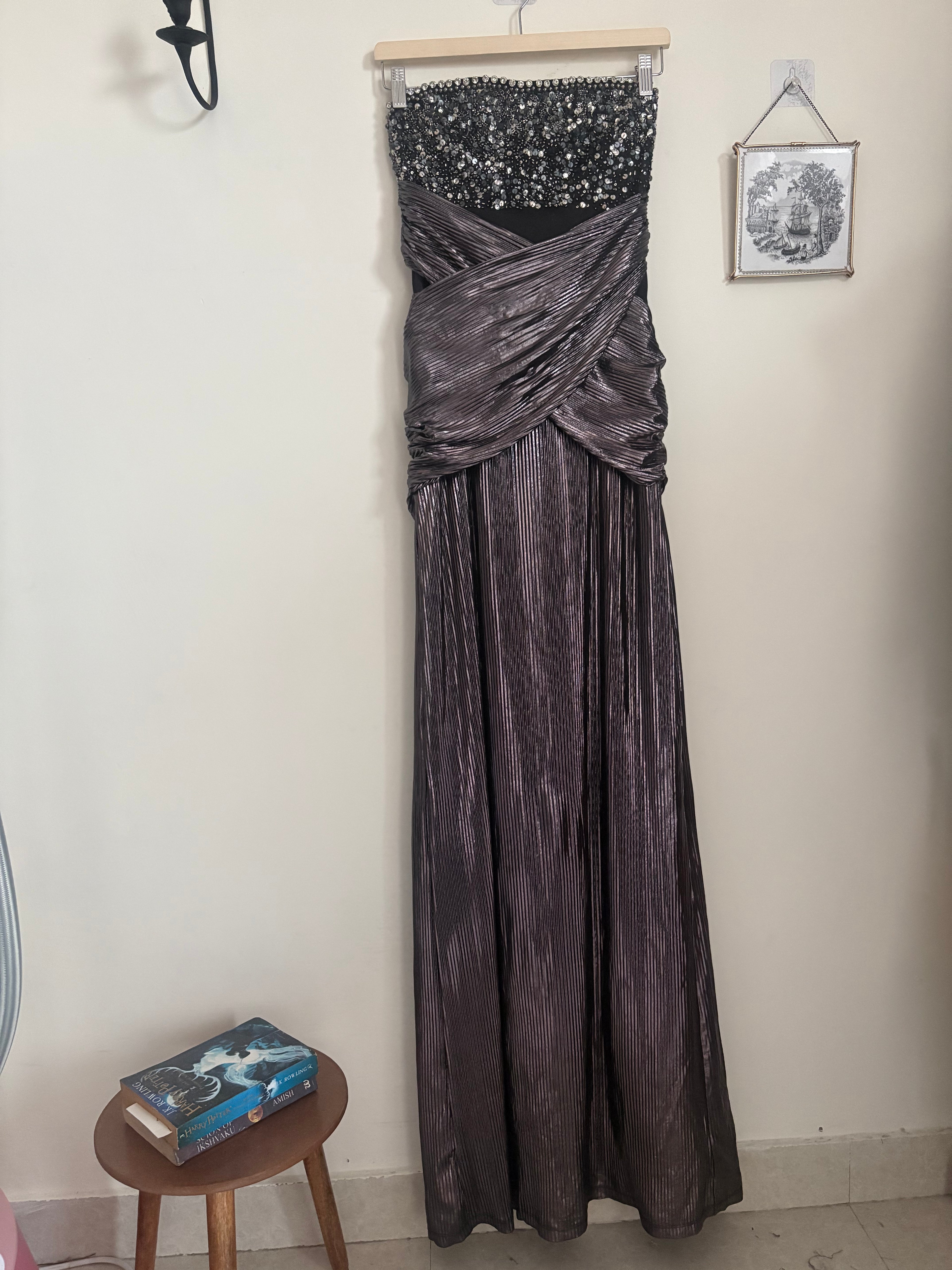 SAANJH BY LEA Metallic Polyester Bead Embroidered S