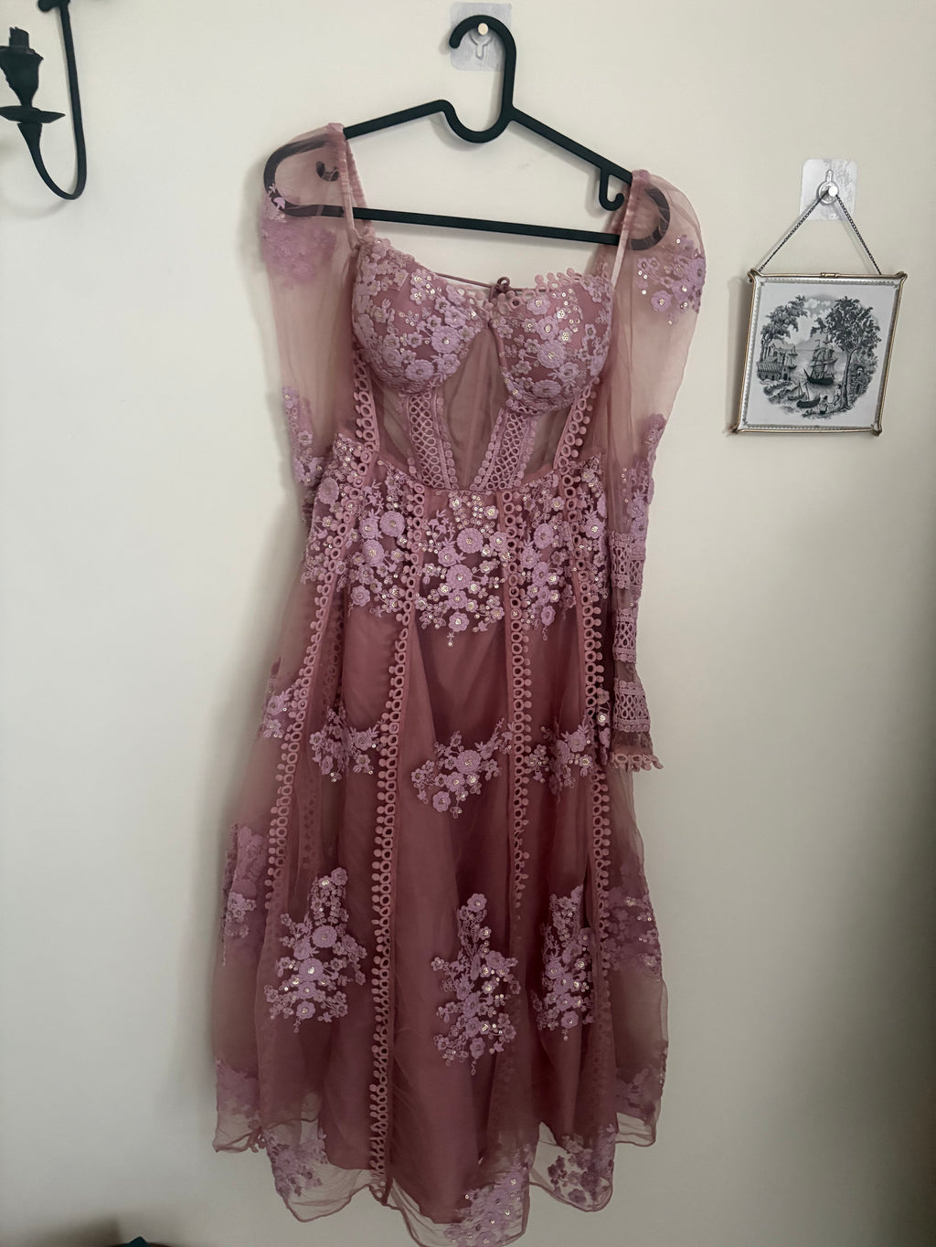 SAANJH BY LEA CLOTHING FARIHA LAVENDER GEORGETTE FLORAL EMBROIDERED KURTA