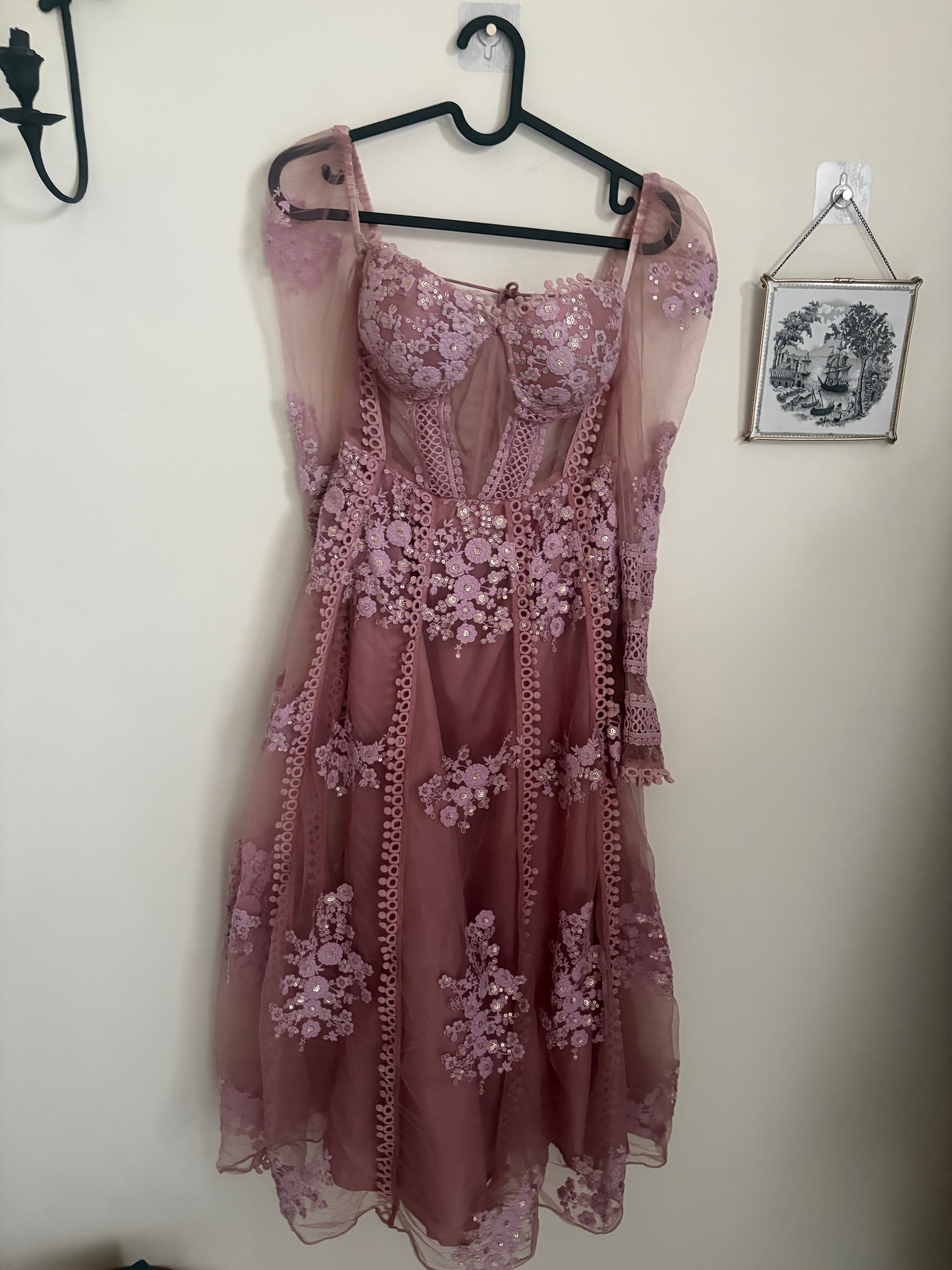 SAANJH BY LEA CLOTHING FARIHA LAVENDER GEORGETTE FLORAL EMBROIDERED KURTA