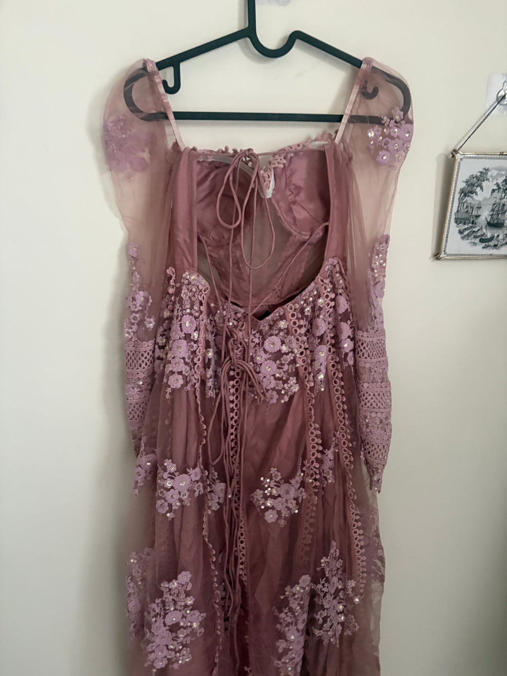 SAANJH BY LEA CLOTHING FARIHA LAVENDER GEORGETTE FLORAL EMBROIDERED KURTA