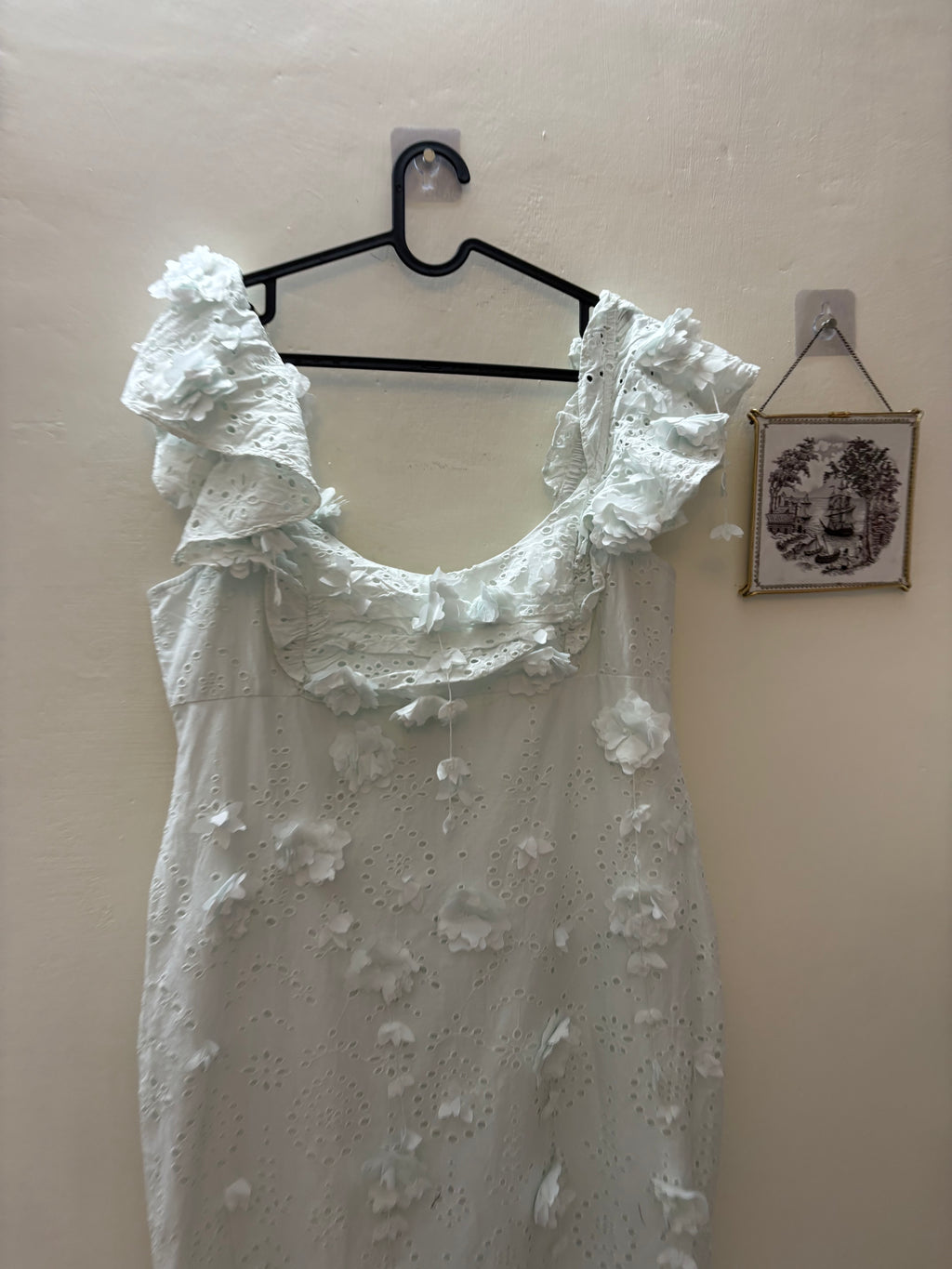 ASOS DEISGN floral corsage detail DRESS in light blue UK 16