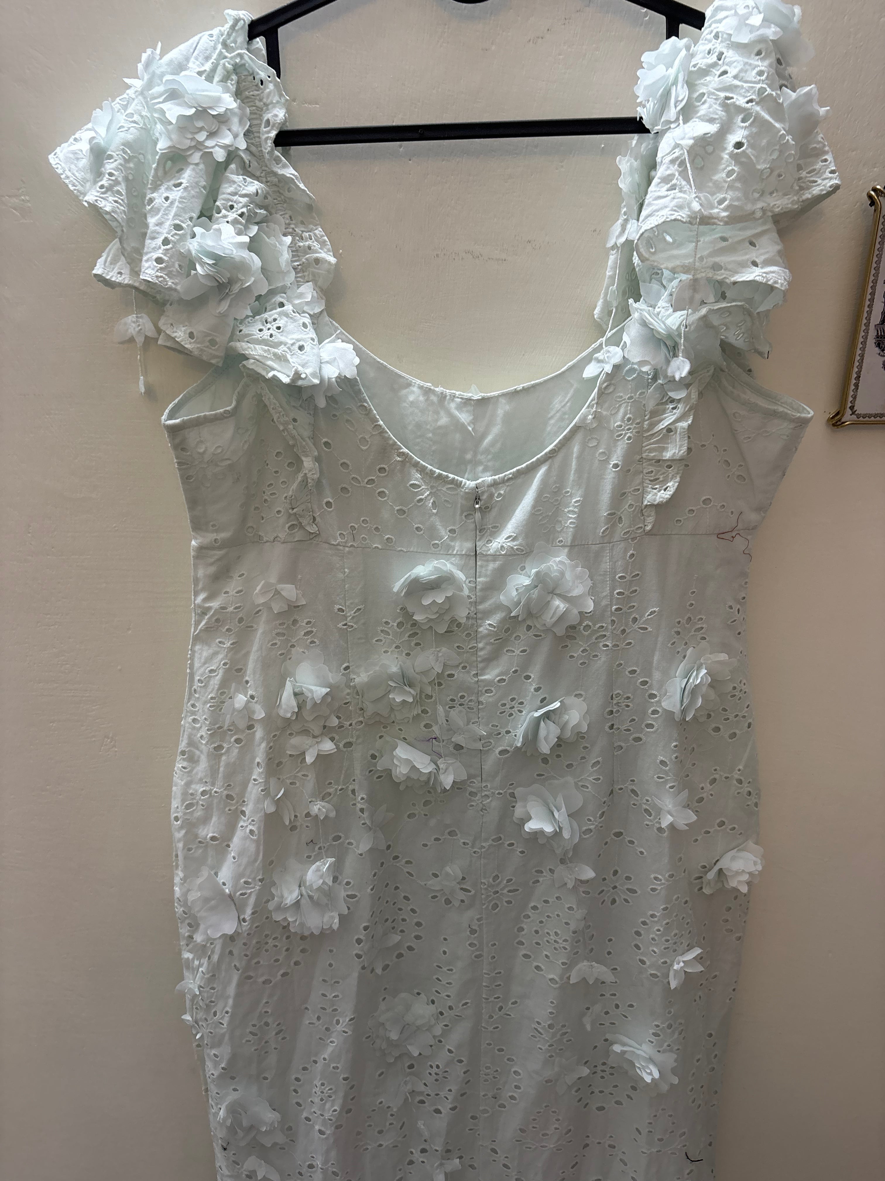 ASOS DEISGN floral corsage detail DRESS in light blue UK 16
