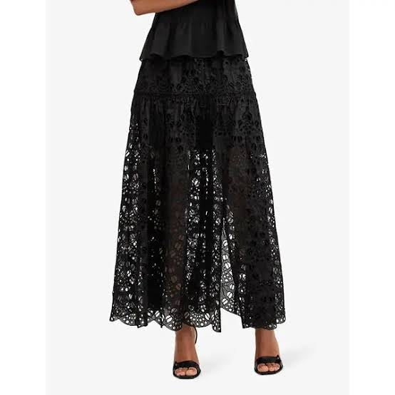 ALLSAINTS  Rosie Broderie Midi Skirt UK 12