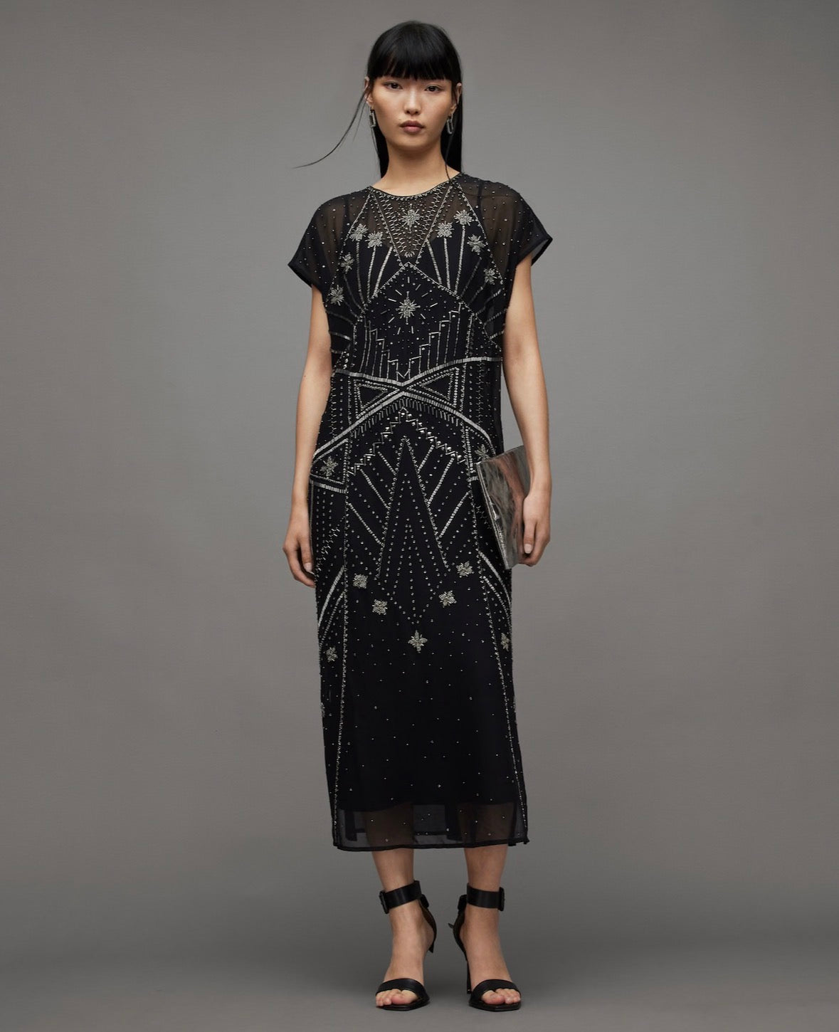 ALL SAINTS ETTA EMBELLISHED MAXI DRESS UK 10
