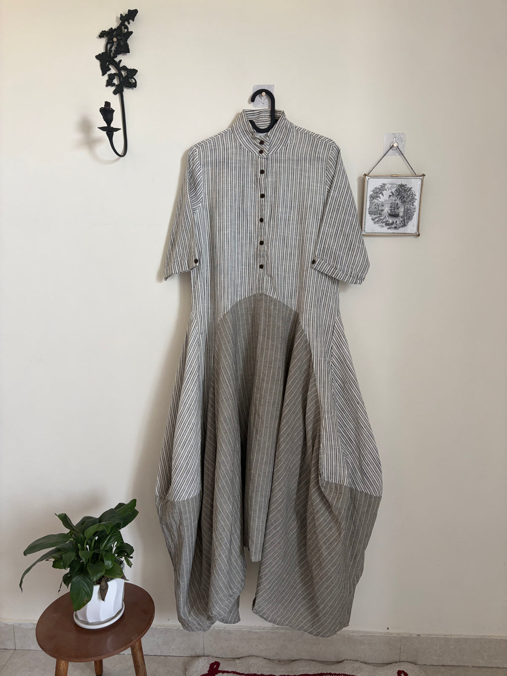 JAPANESE STRIPED BALLOON DRESS M