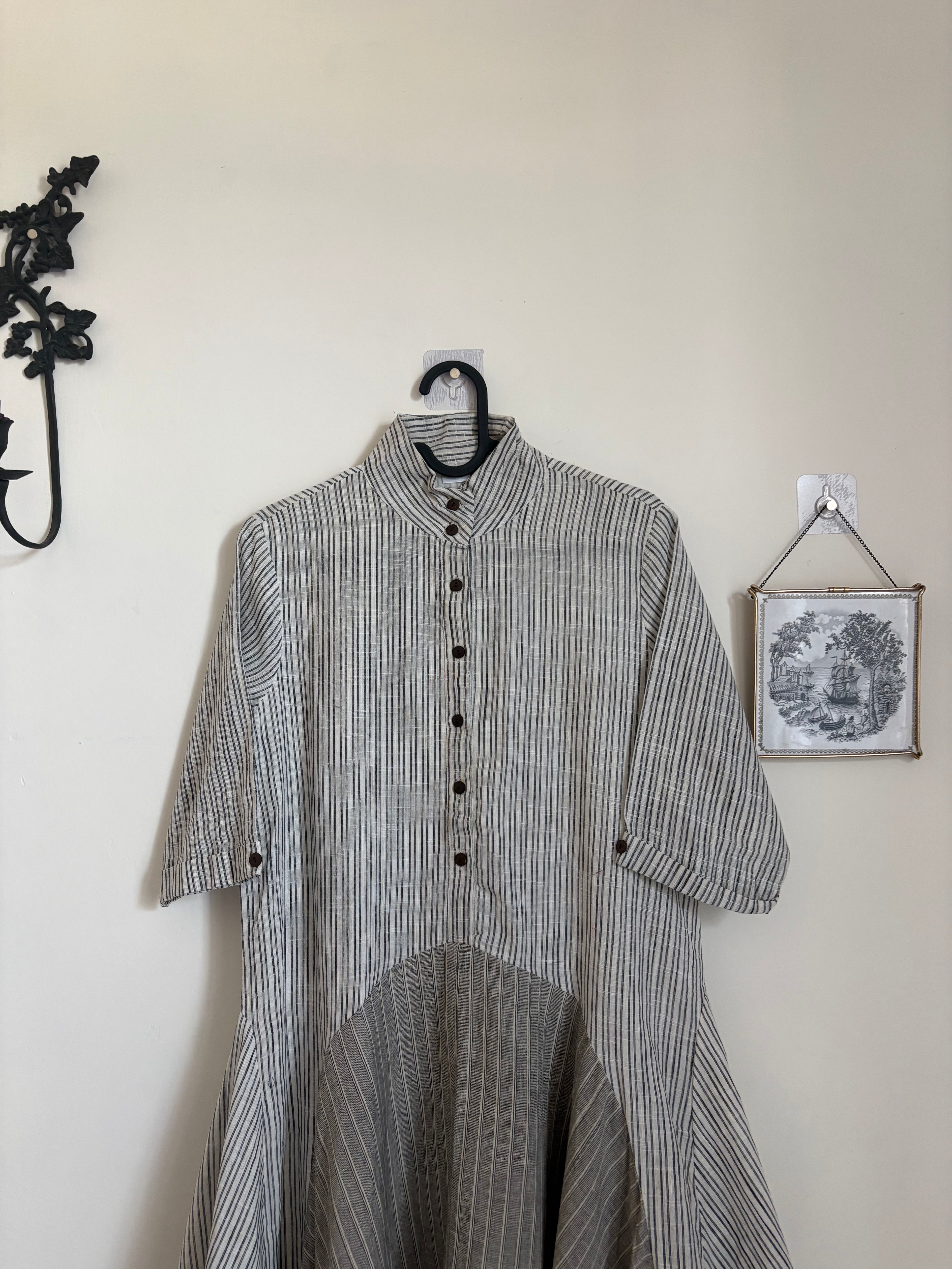 JAPANESE STRIPED BALLOON DRESS M