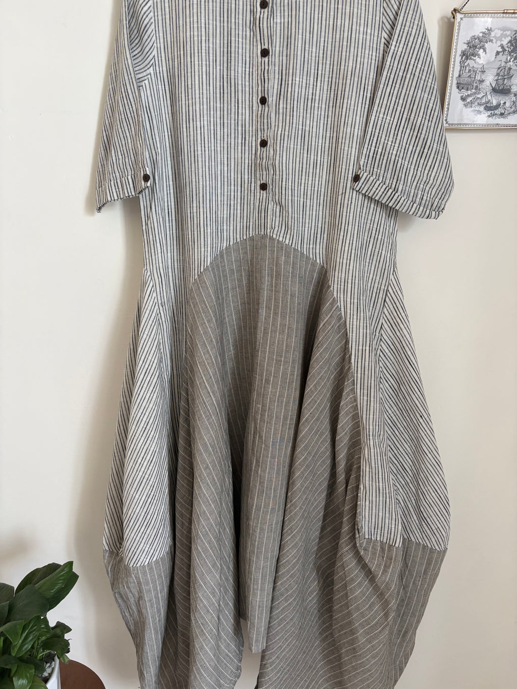 JAPANESE STRIPED BALLOON DRESS M