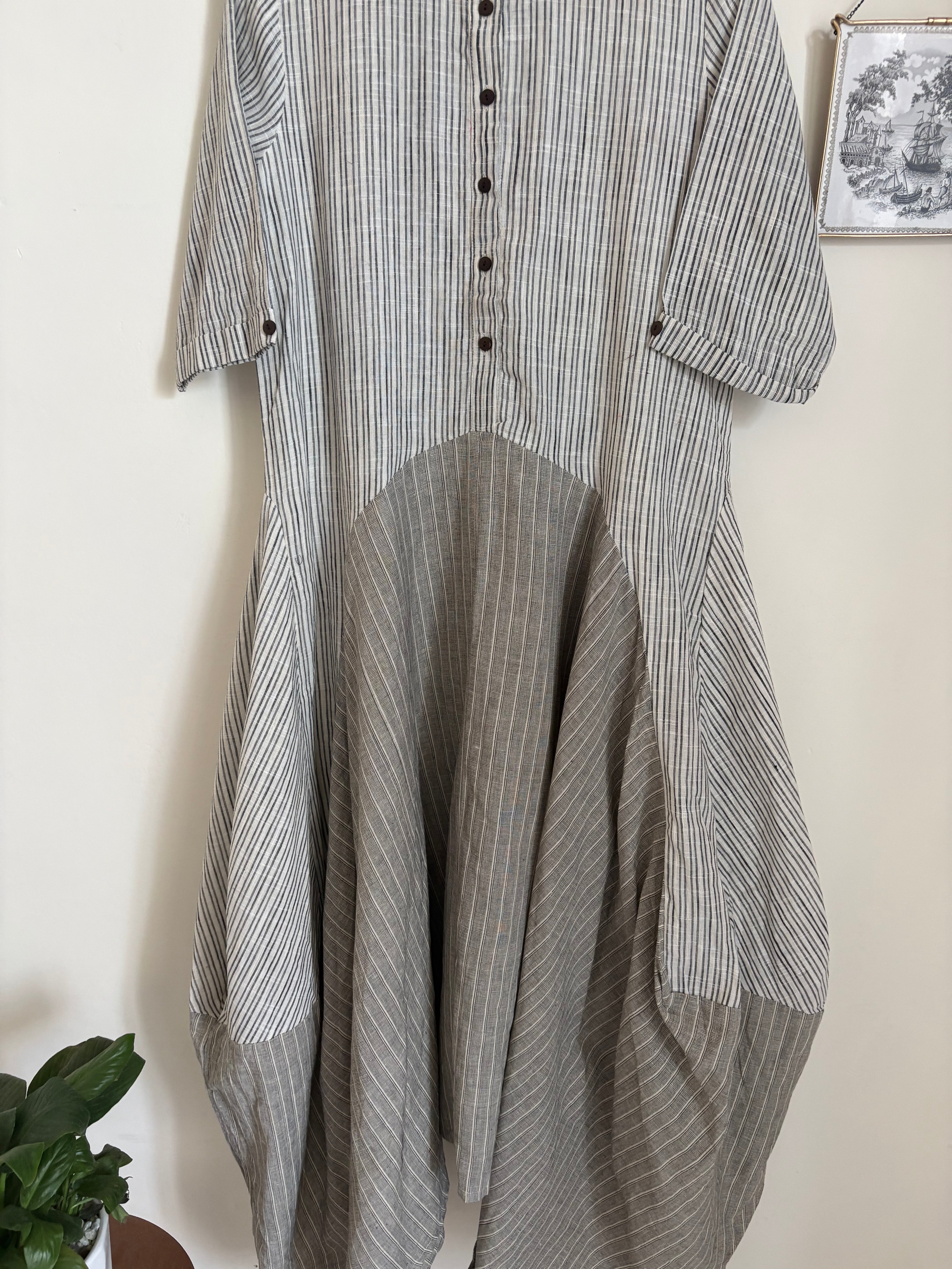 JAPANESE STRIPED BALLOON DRESS M