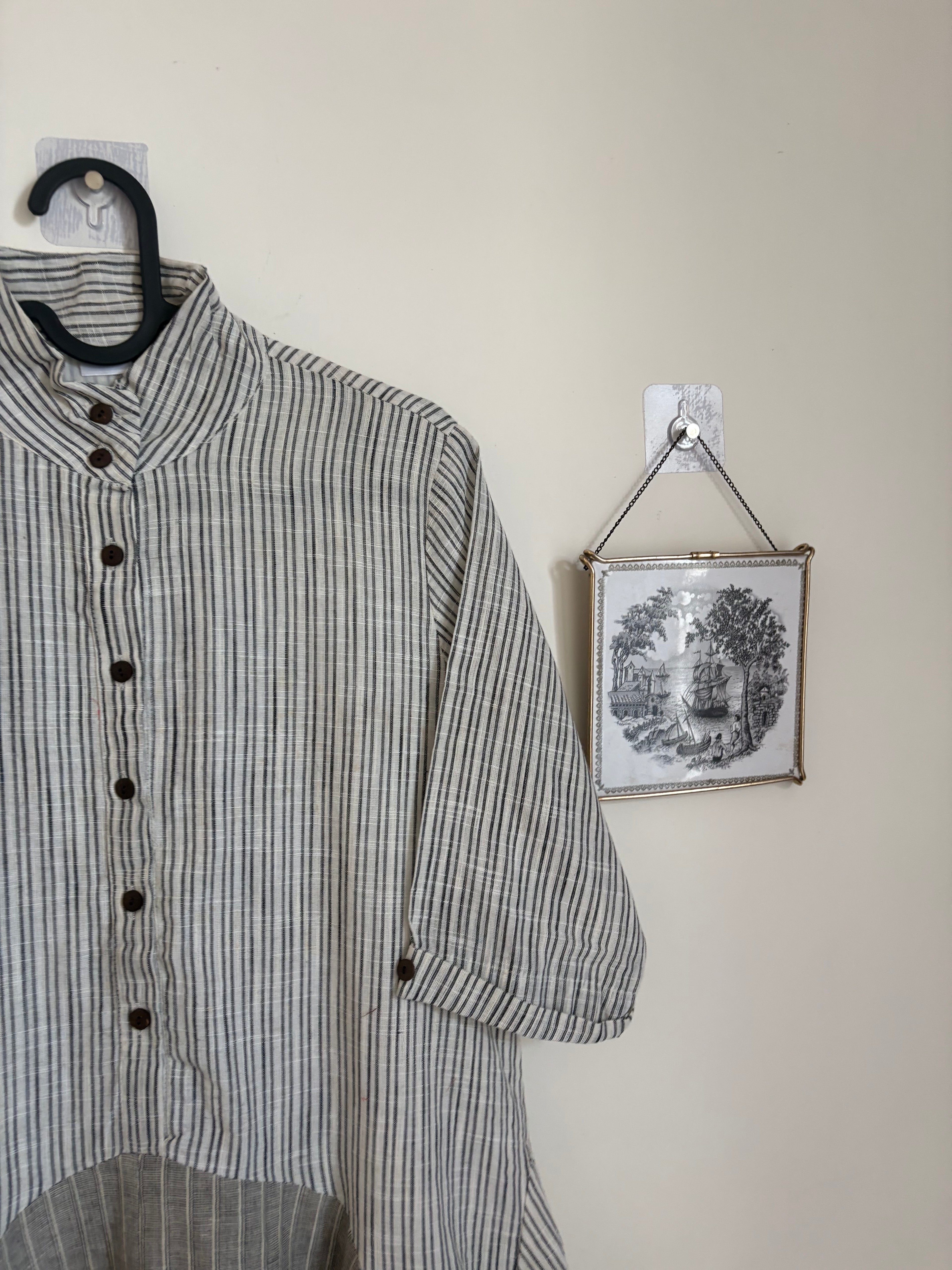 JAPANESE STRIPED BALLOON DRESS M