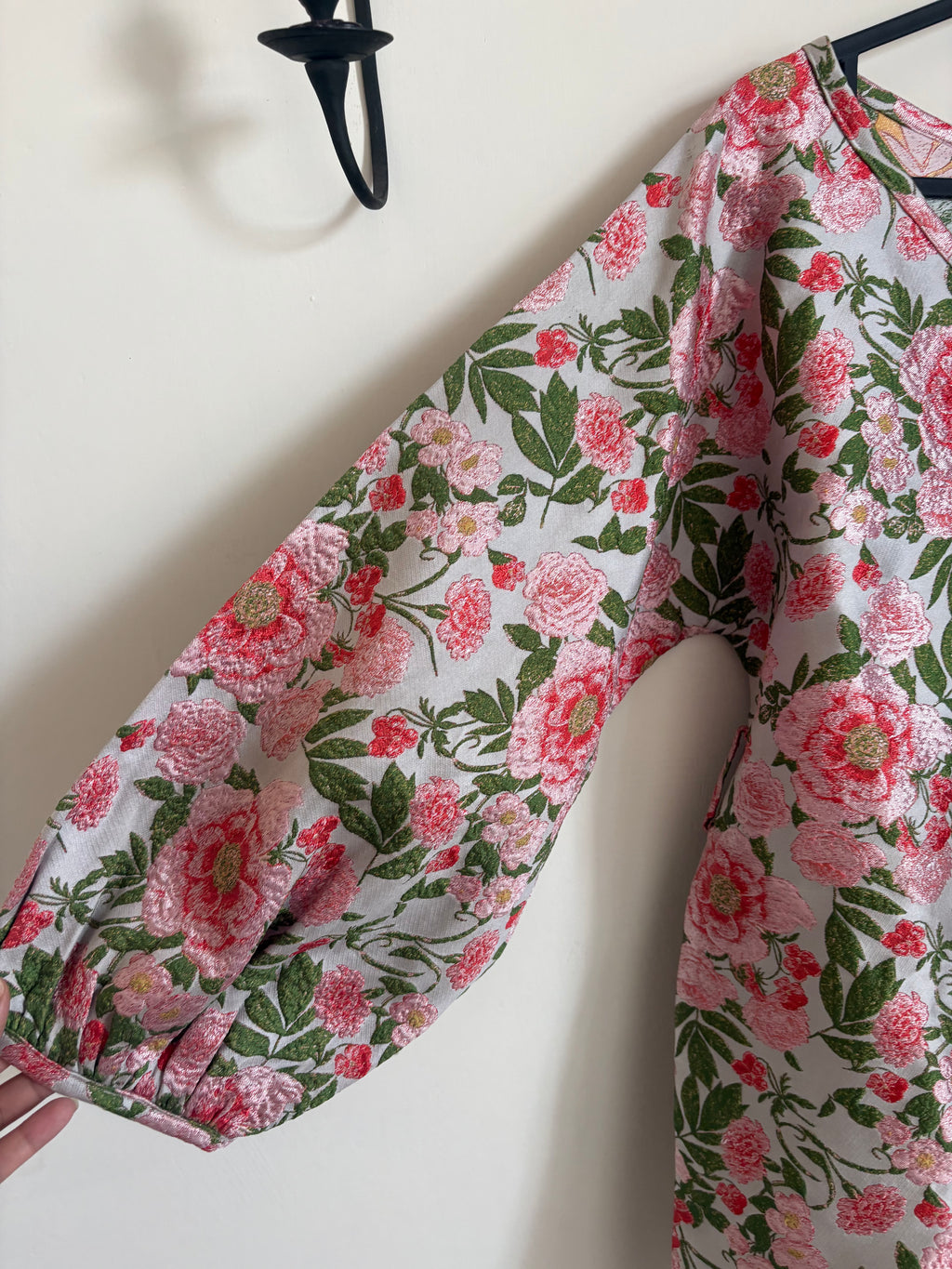 MME.MINK  Lantern Bishop Long Sleeve Floral Dress L