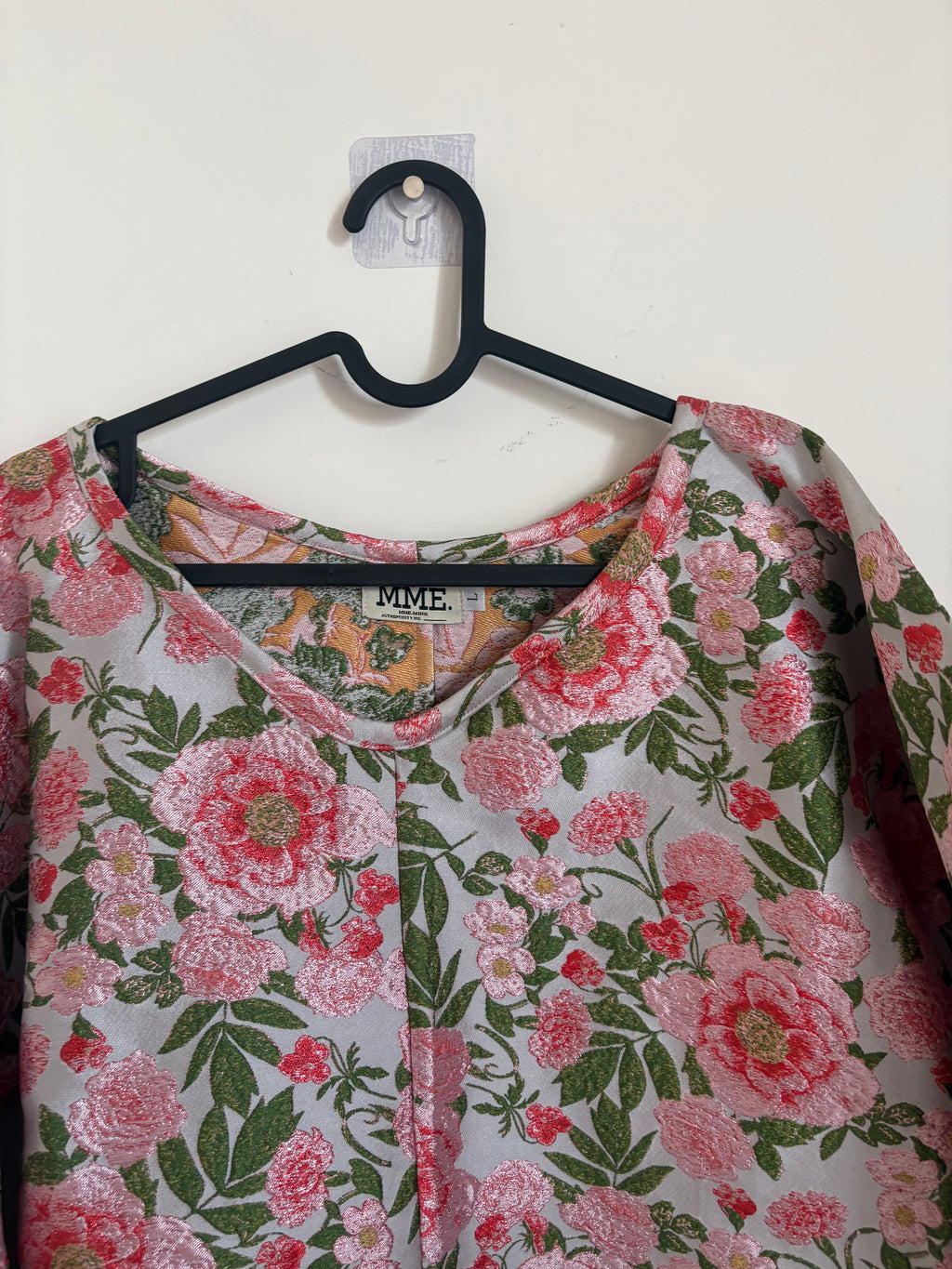 MME.MINK  Lantern Bishop Long Sleeve Floral Dress L