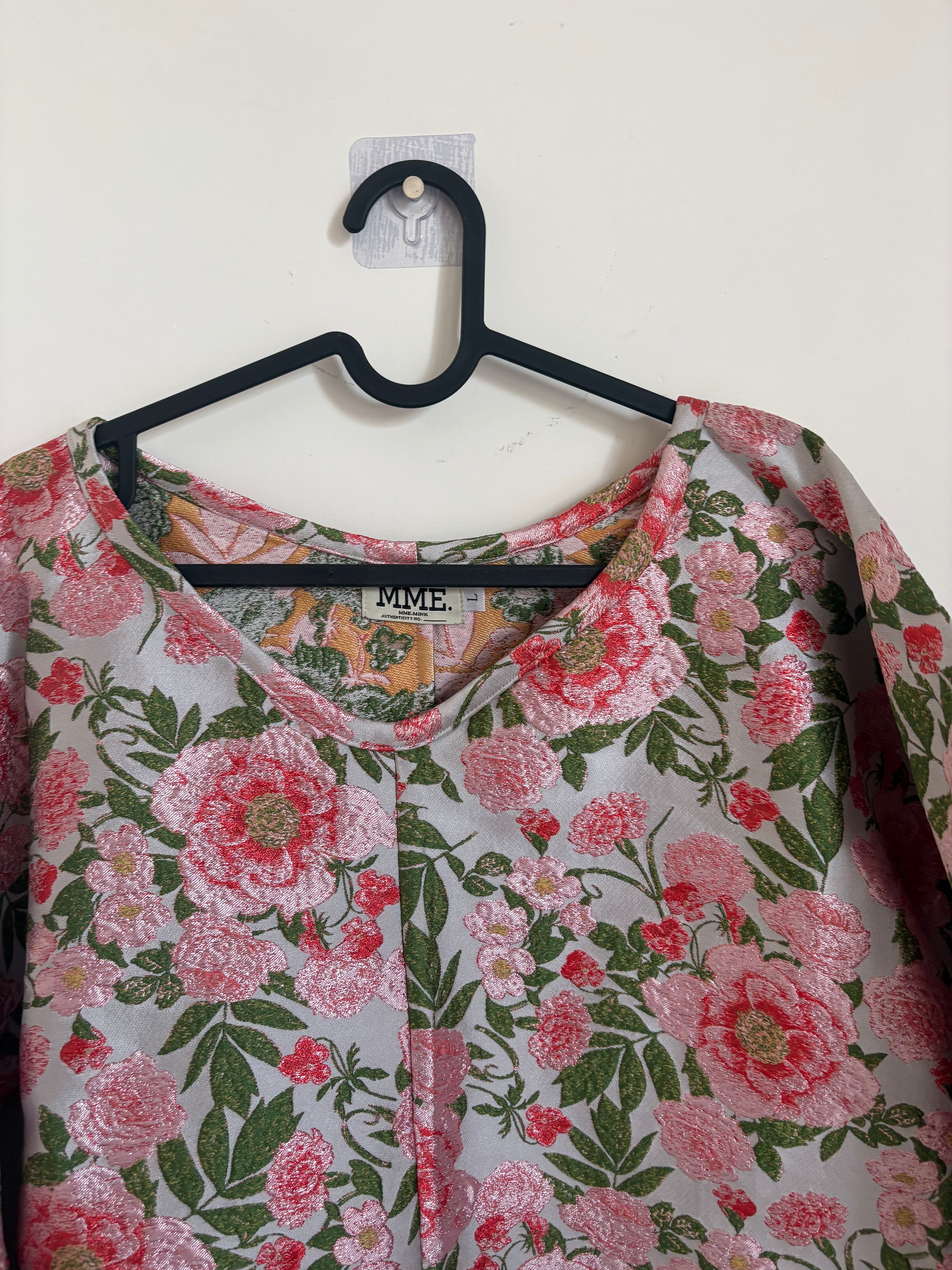 MME.MINK  Lantern Bishop Long Sleeve Floral Dress L