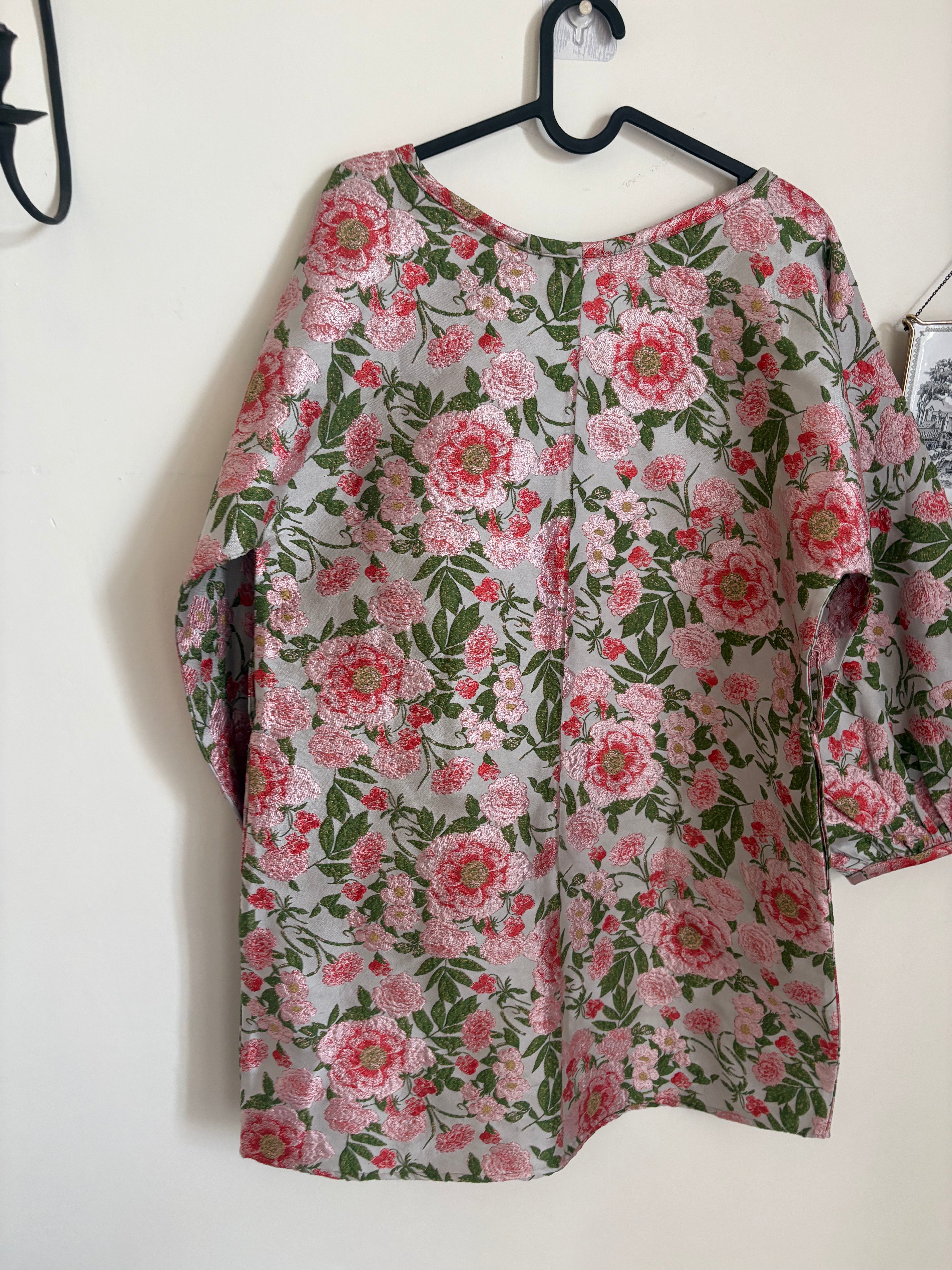 MME.MINK  Lantern Bishop Long Sleeve Floral Dress L