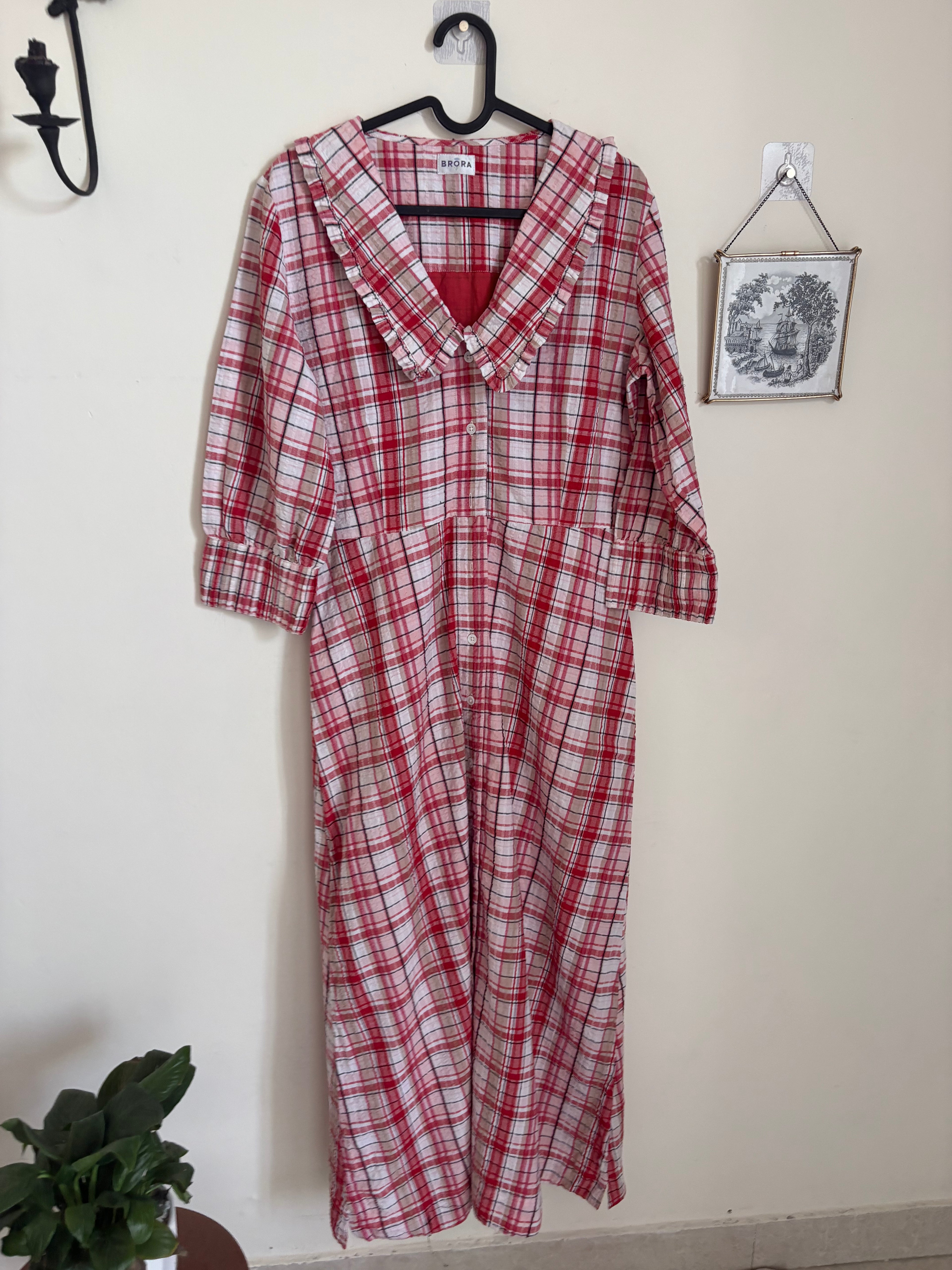 BRORA RED CHECK DRESS COTTON RED M