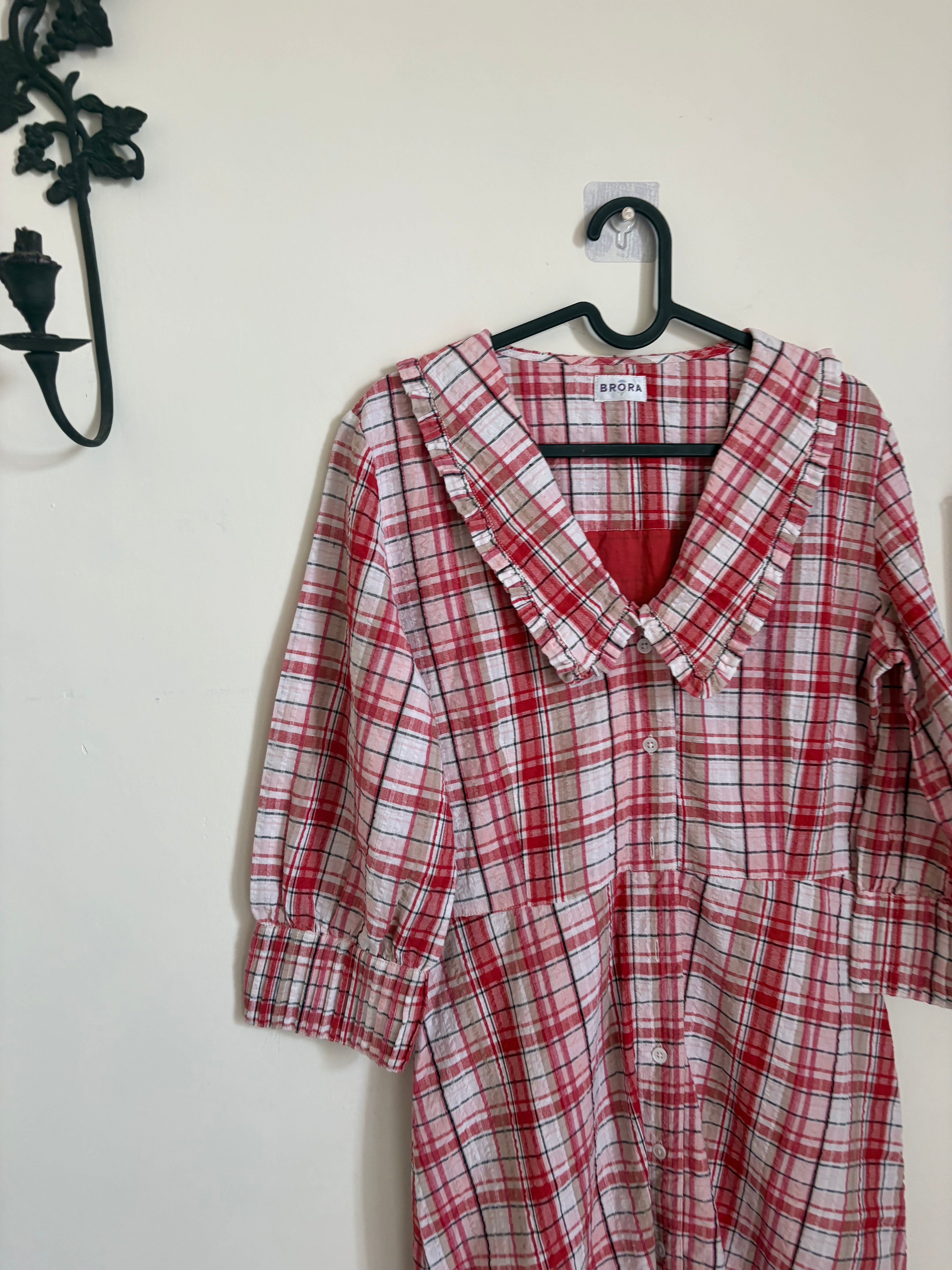 BRORA RED CHECK DRESS COTTON RED M