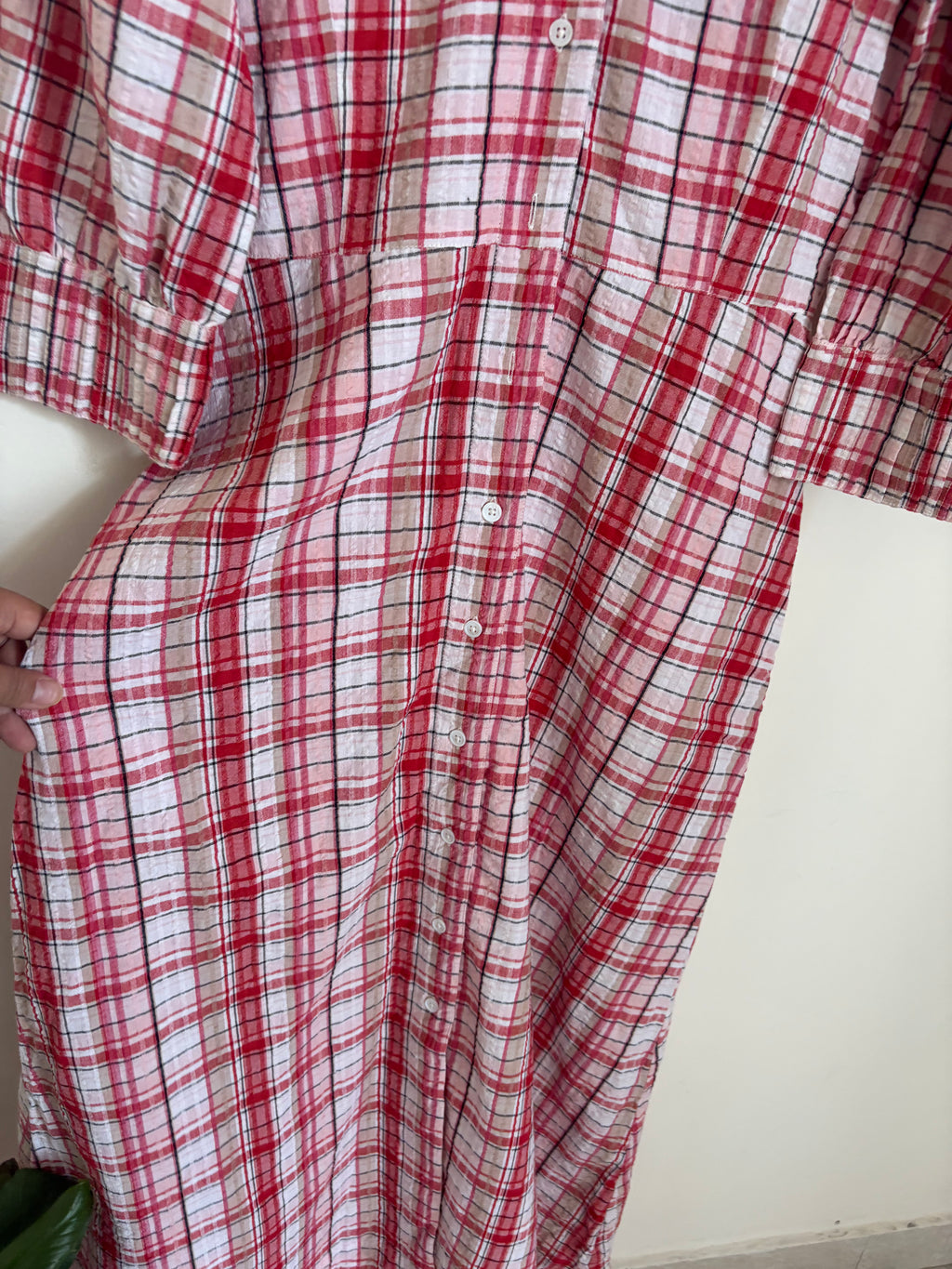 BRORA RED CHECK DRESS COTTON RED M