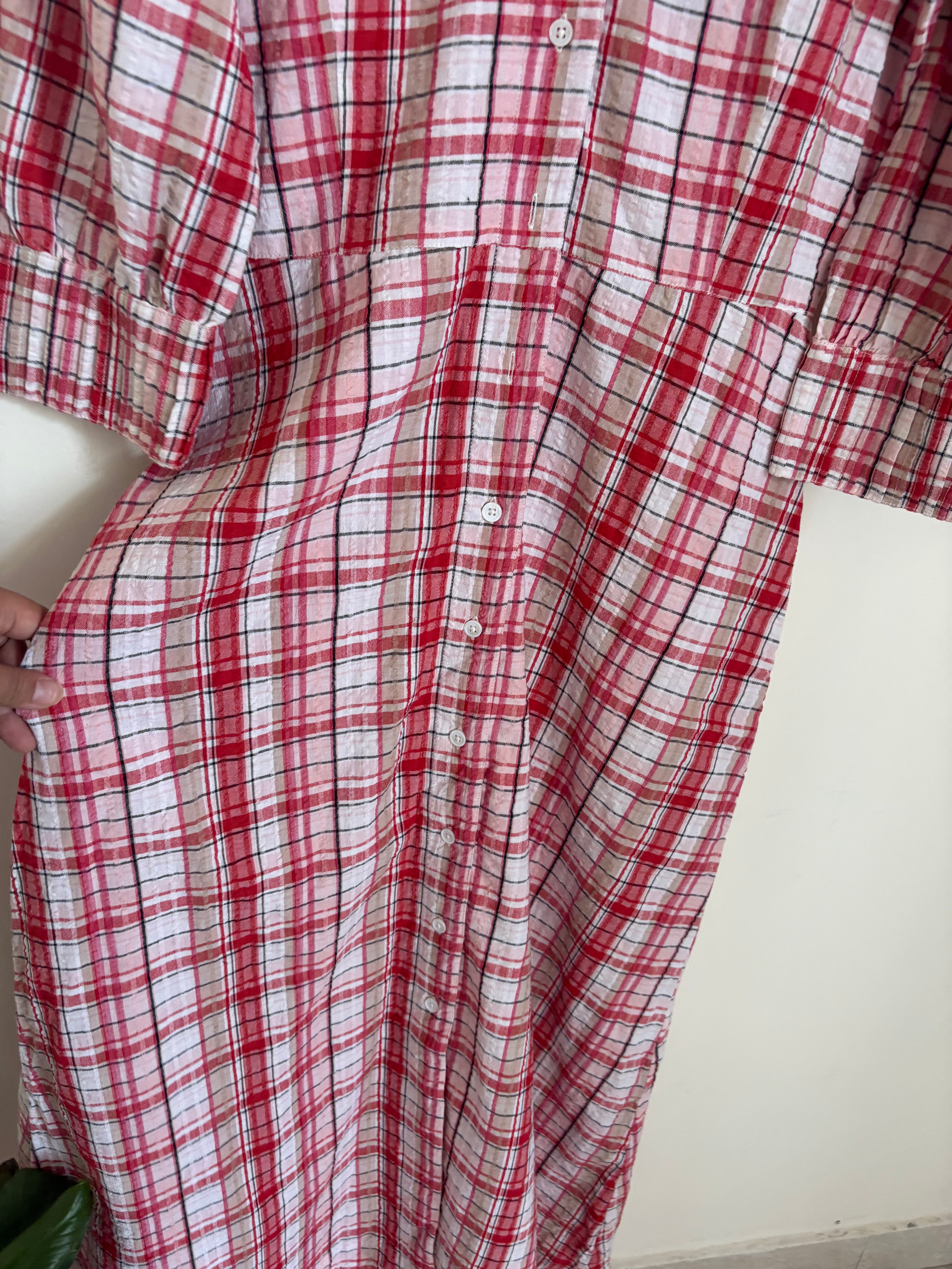 BRORA RED CHECK DRESS COTTON RED M