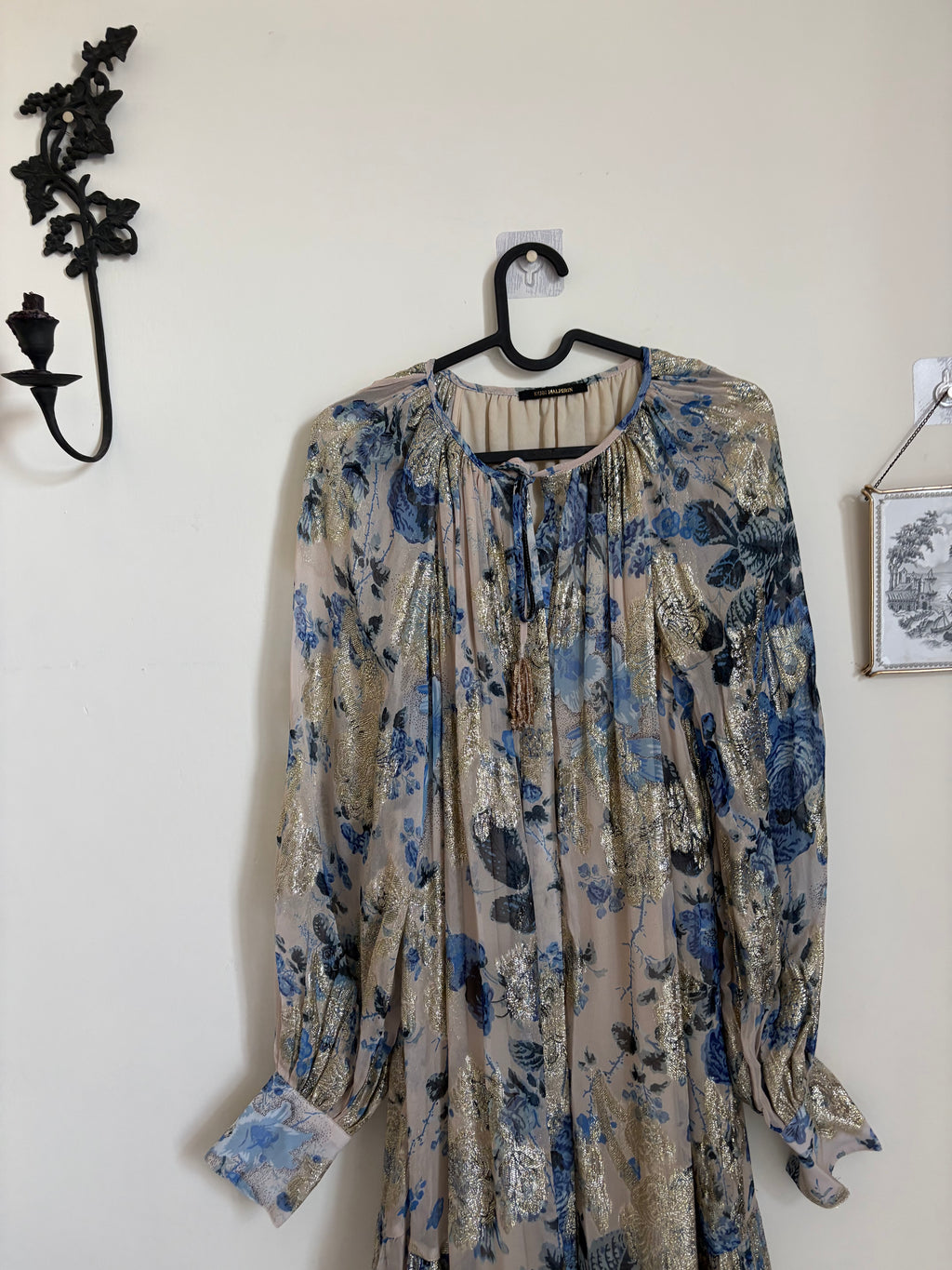 Kobi Halperin  Xandra Metallic Floral Maxi Dress L