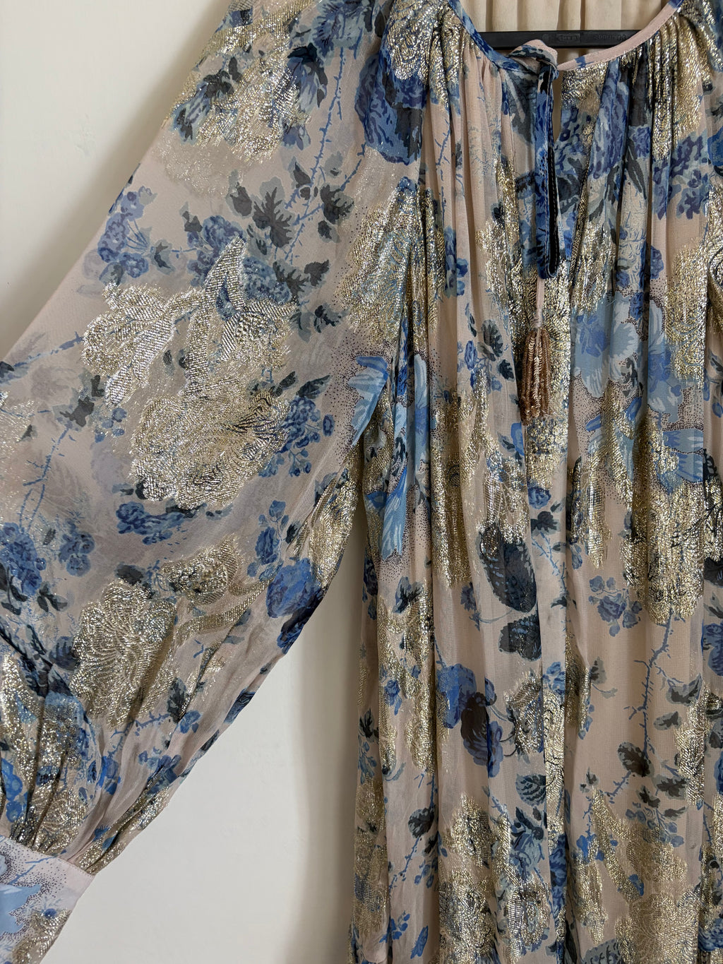 Kobi Halperin  Xandra Metallic Floral Maxi Dress L