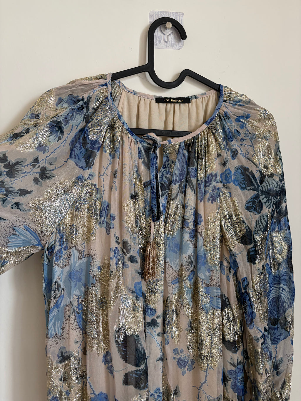 Kobi Halperin  Xandra Metallic Floral Maxi Dress L