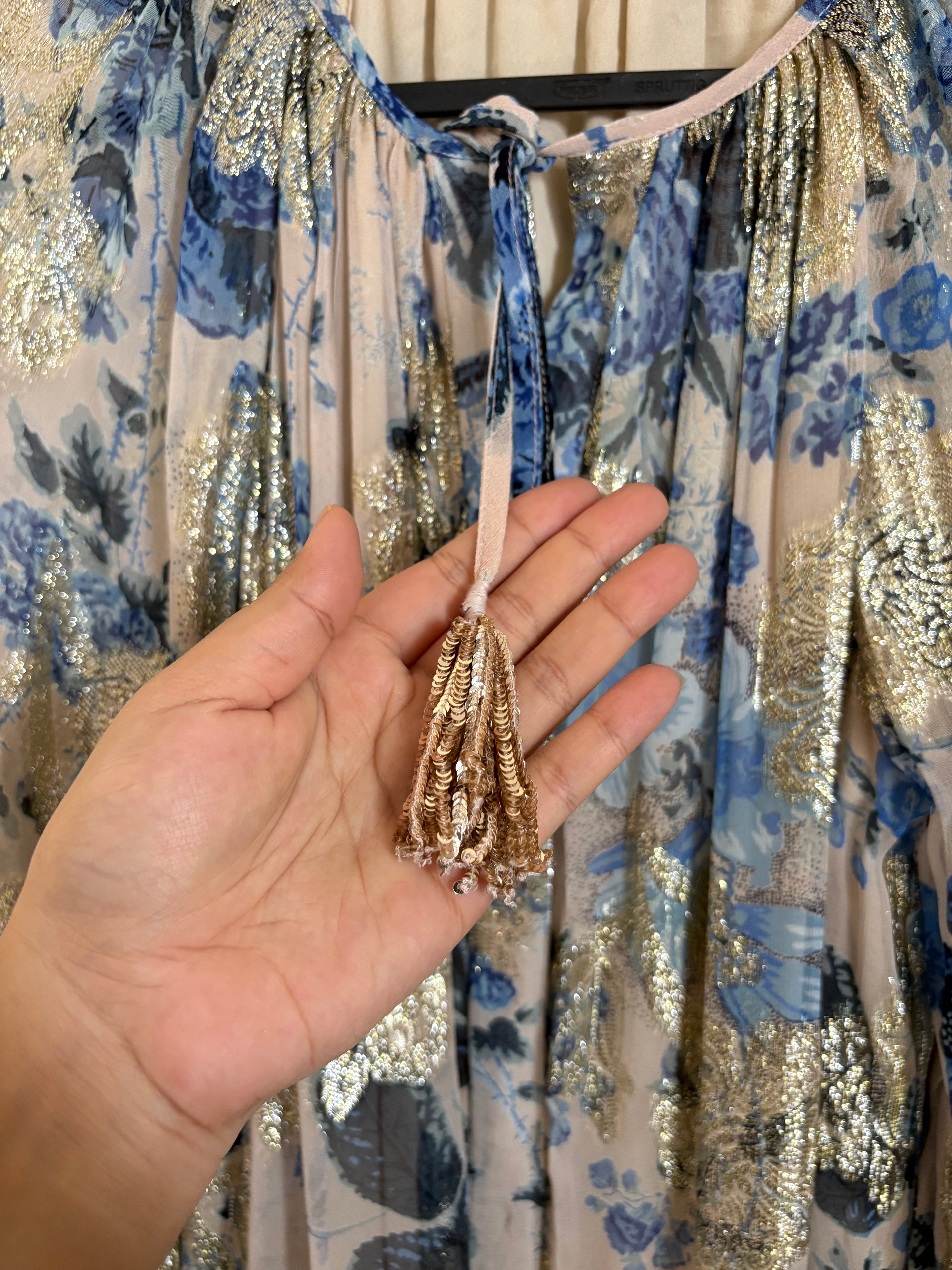 Kobi Halperin  Xandra Metallic Floral Maxi Dress L