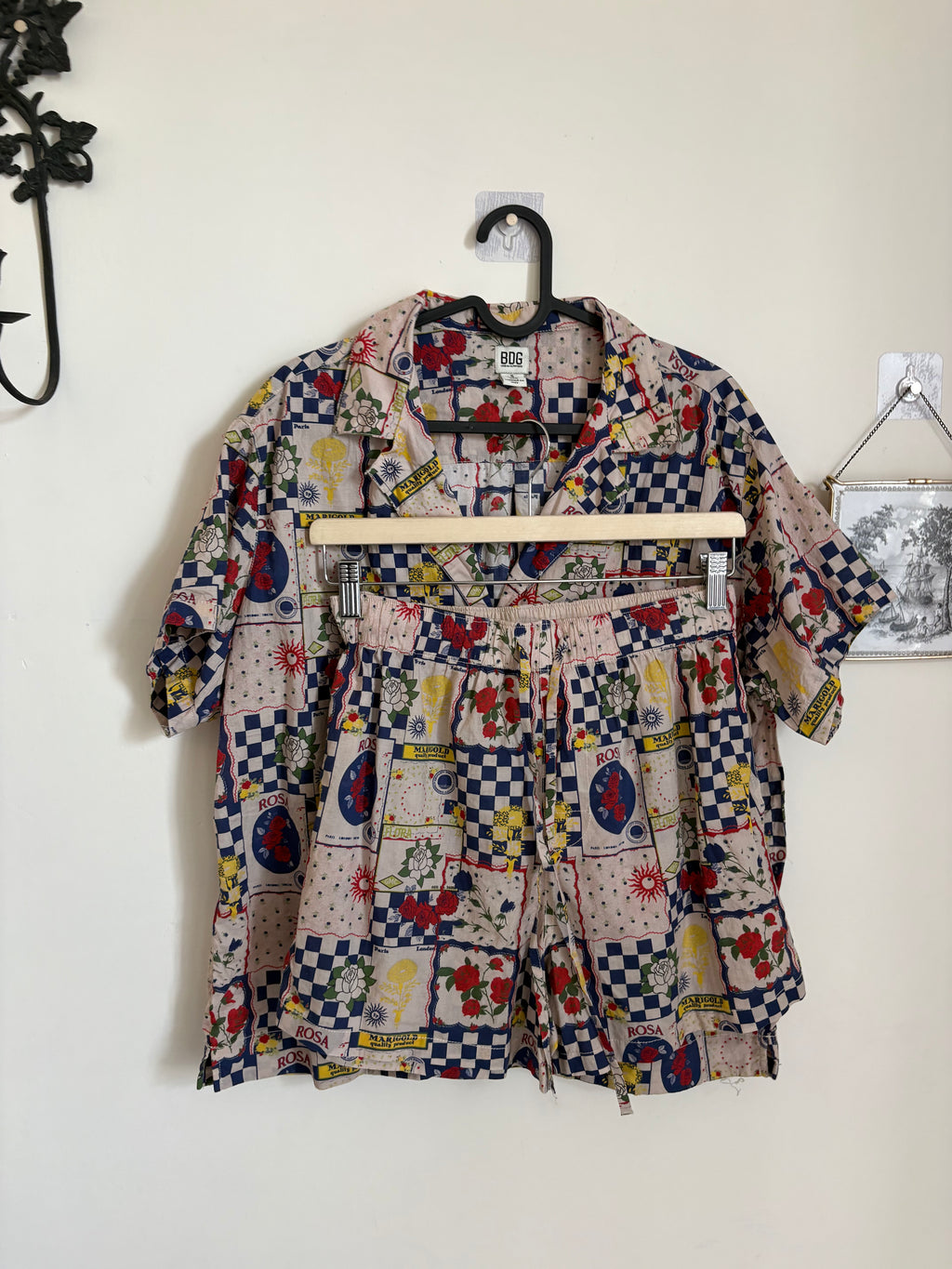 BDG Paige Printed Shirt AND SHORTS SET S