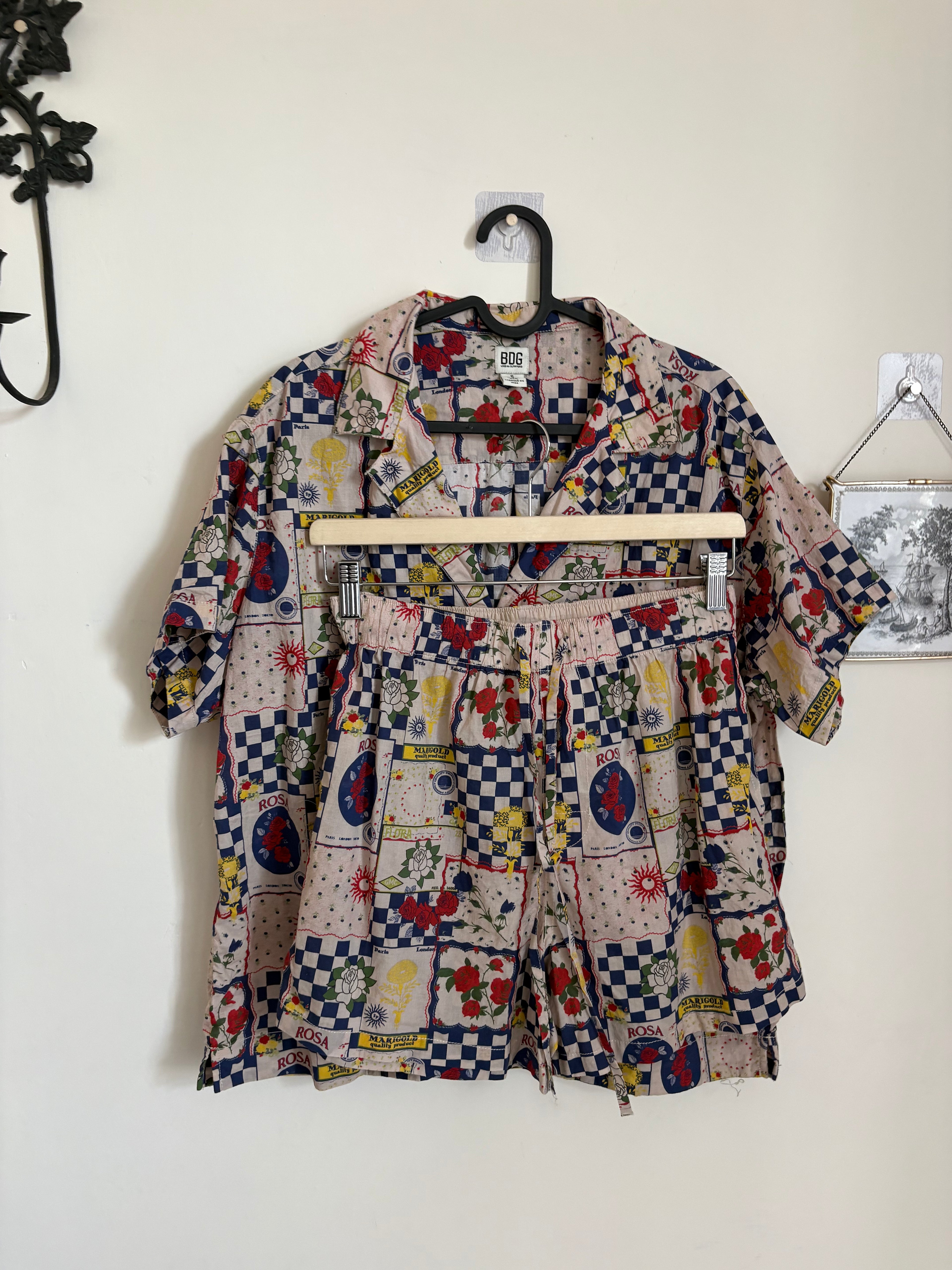 BDG Paige Printed Shirt AND SHORTS SET S