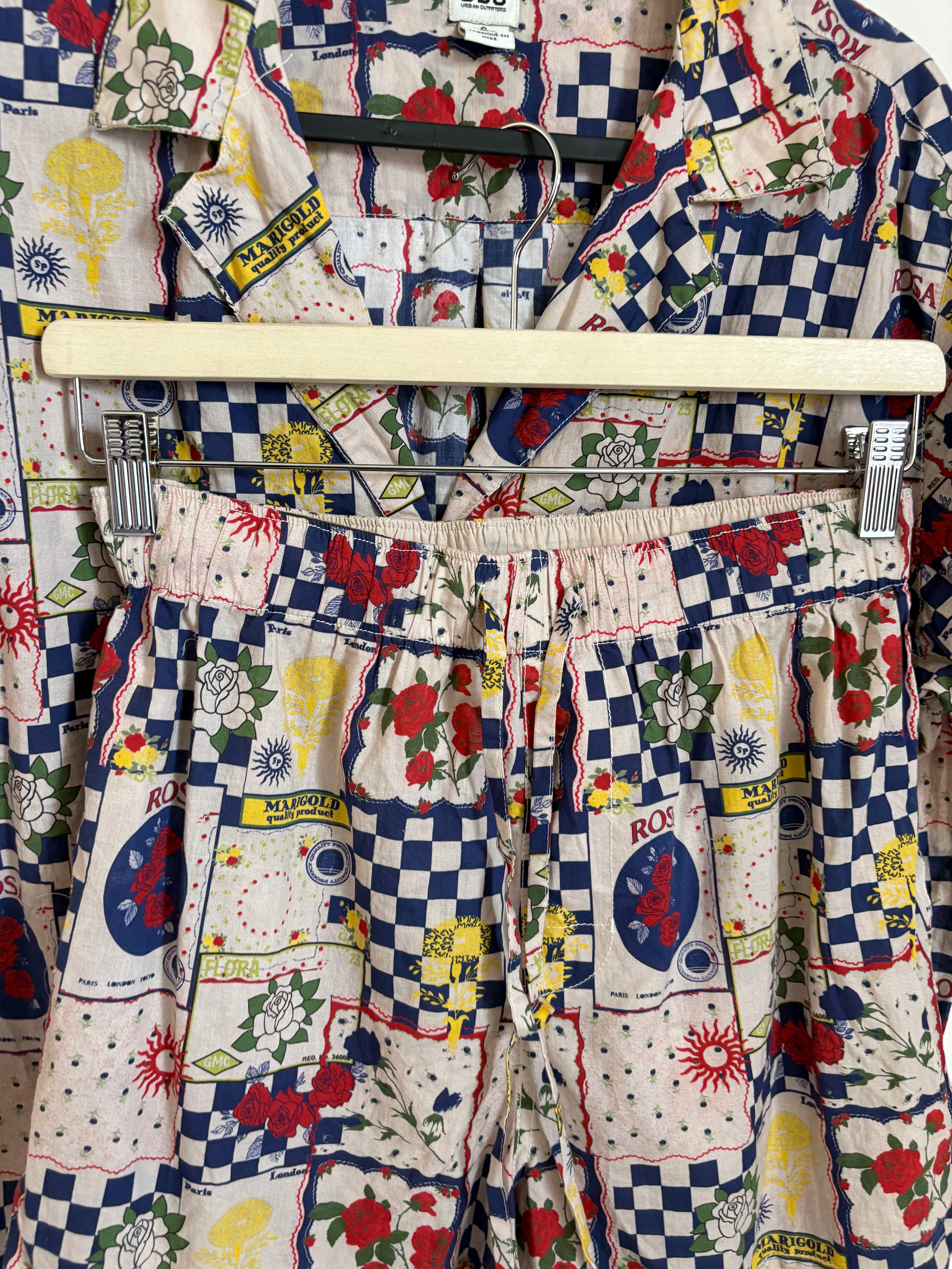 BDG Paige Printed Shirt AND SHORTS SET S