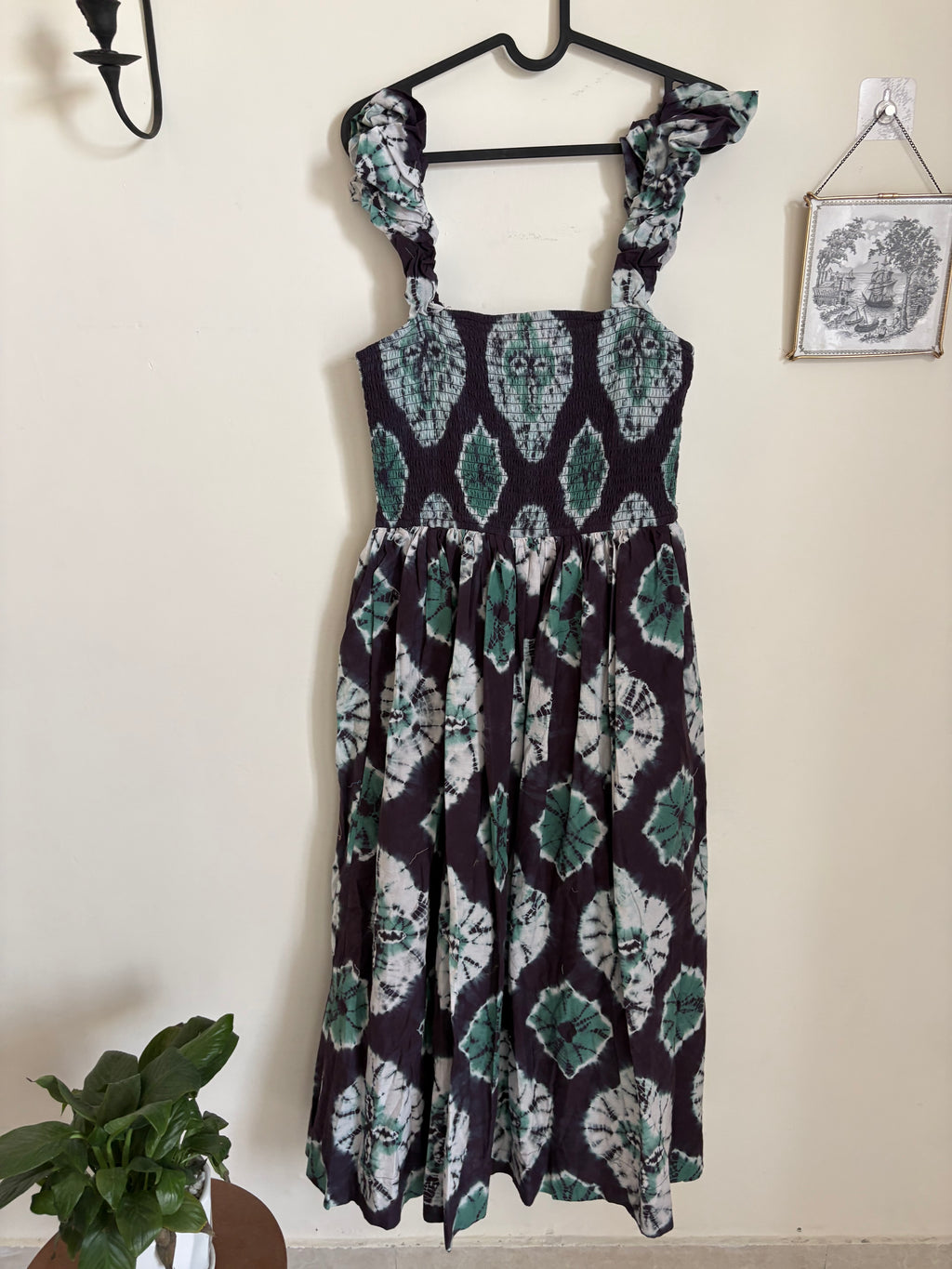 SEA Aveline Tie Dye Sleeveless Smocked Midi S/M