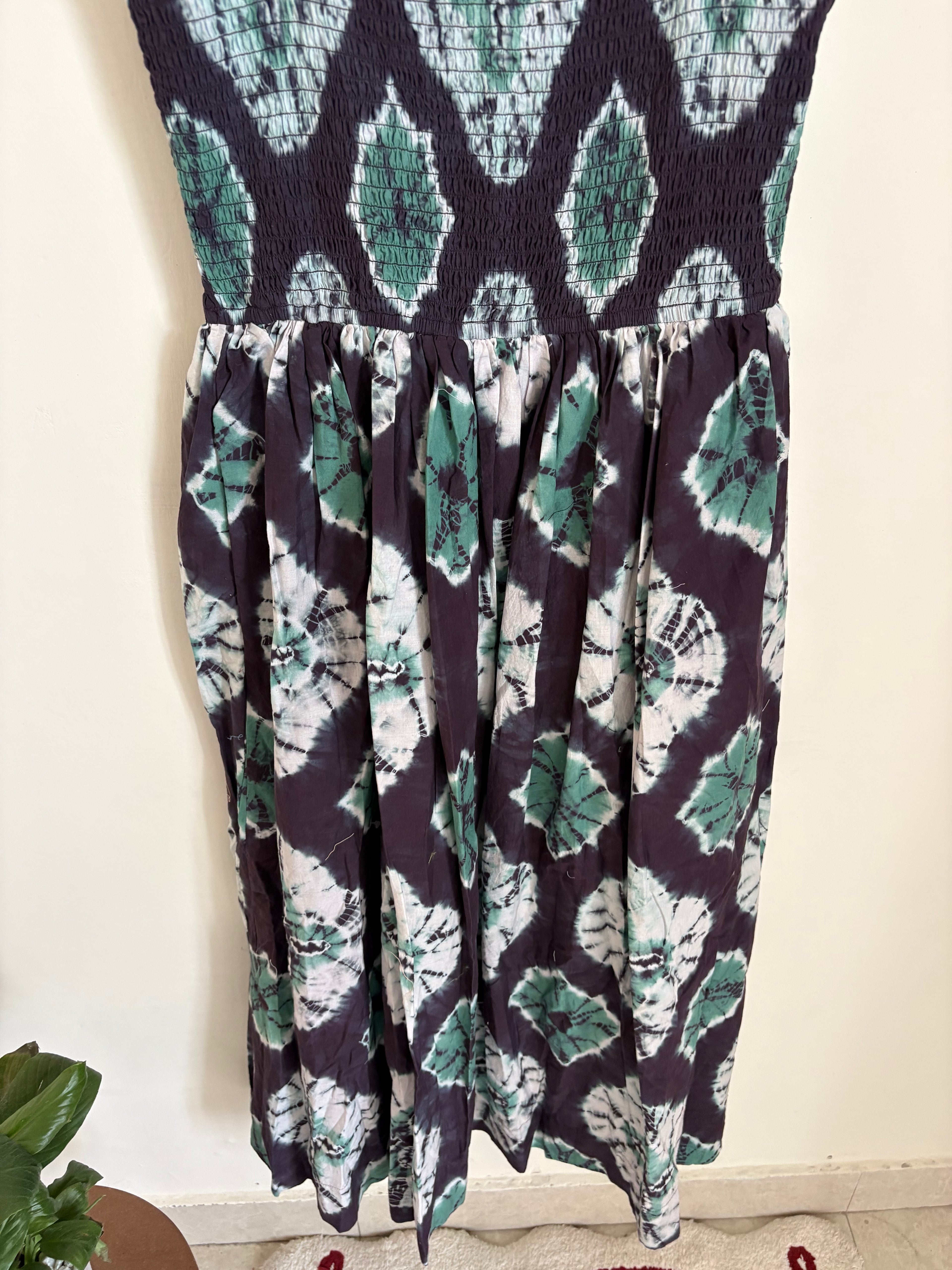 SEA Aveline Tie Dye Sleeveless Smocked Midi S/M
