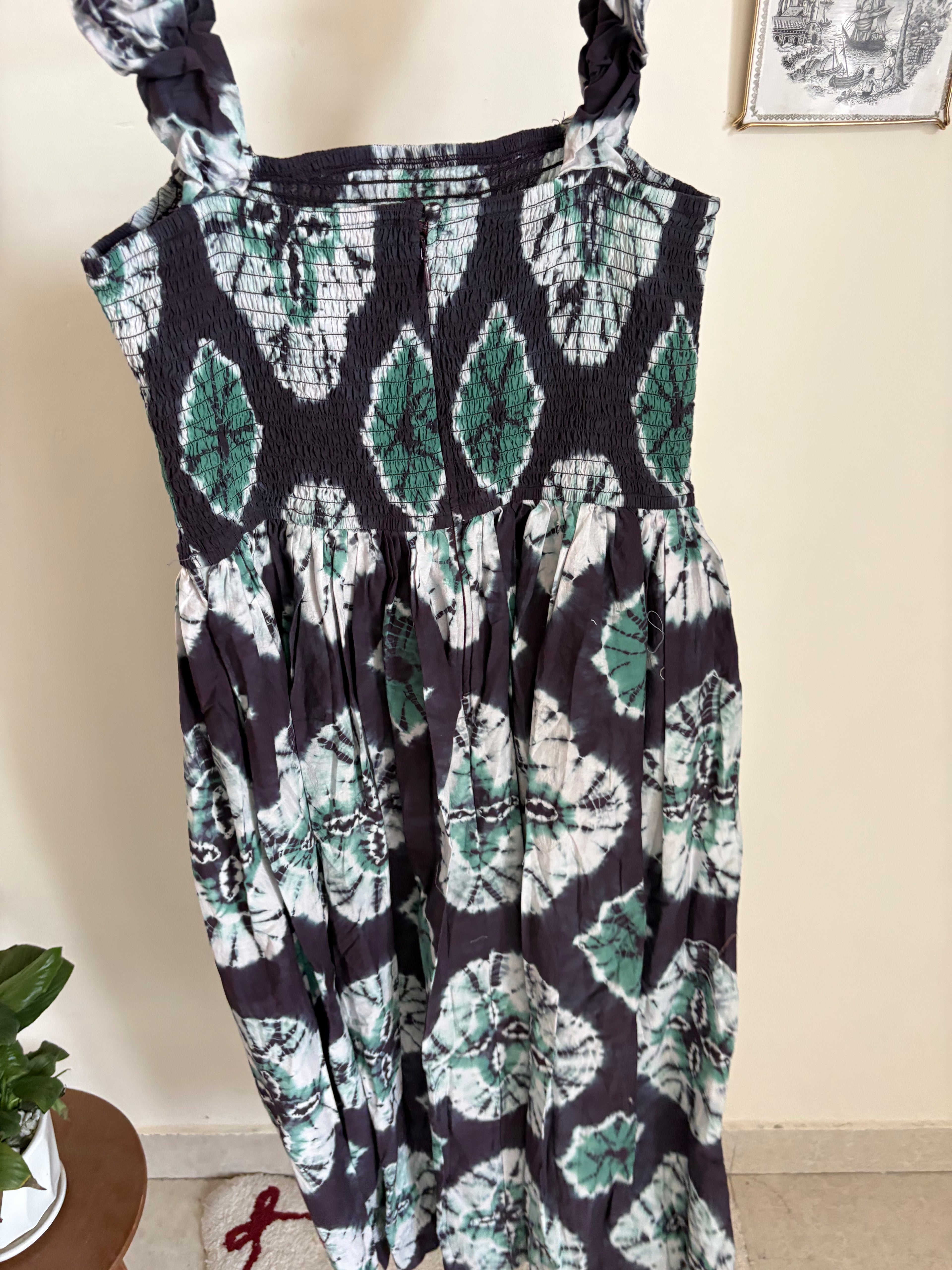 SEA Aveline Tie Dye Sleeveless Smocked Midi S/M