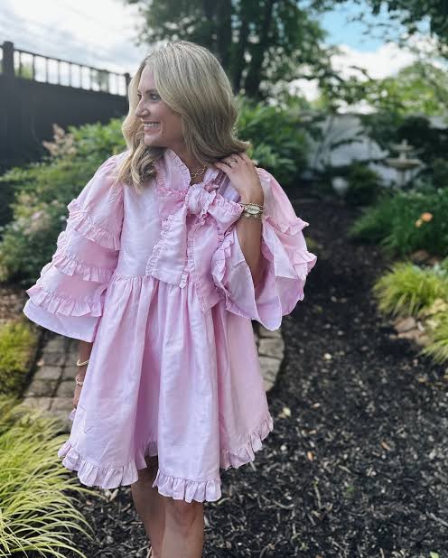ELIZABETH WILSON JOSEPHINE DRESS IN LIGHT PINK M/L