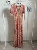 ORANGE FLORAL EMBROIDERED DRESS  S
